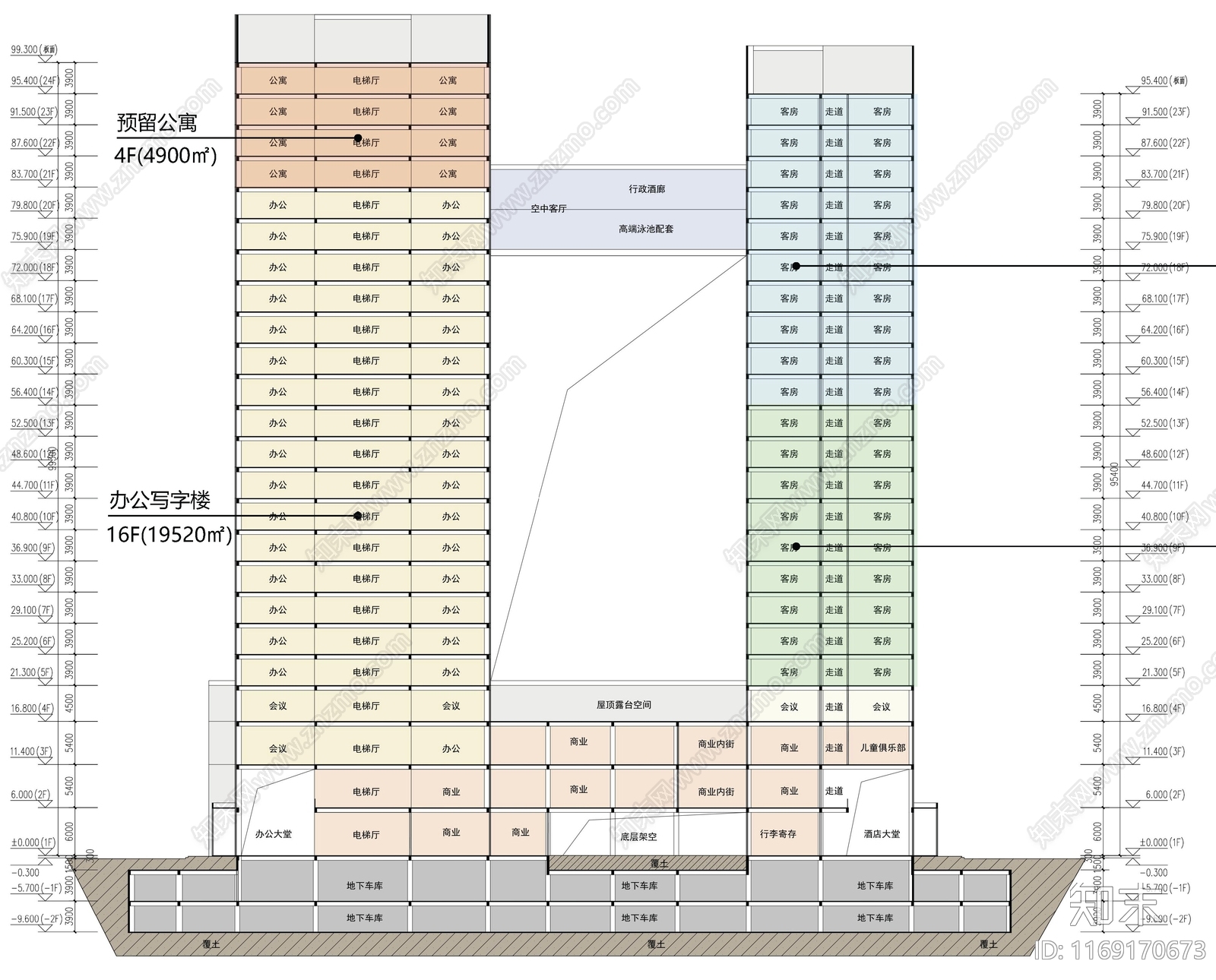 现代酒店建筑cad施工图下载【ID:1169170673】