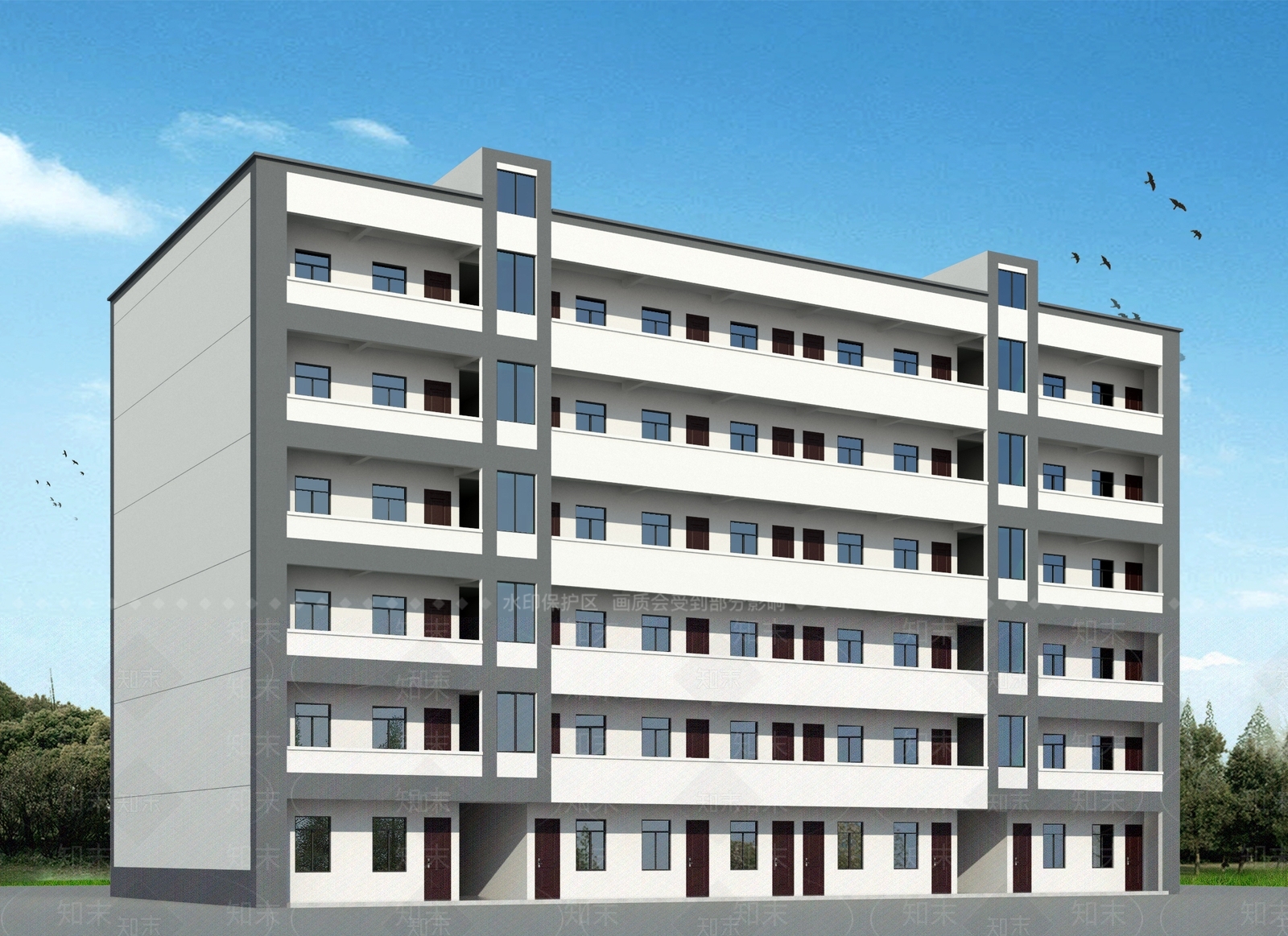 现代新中式学校建筑SU模型下载【ID:1169170885】