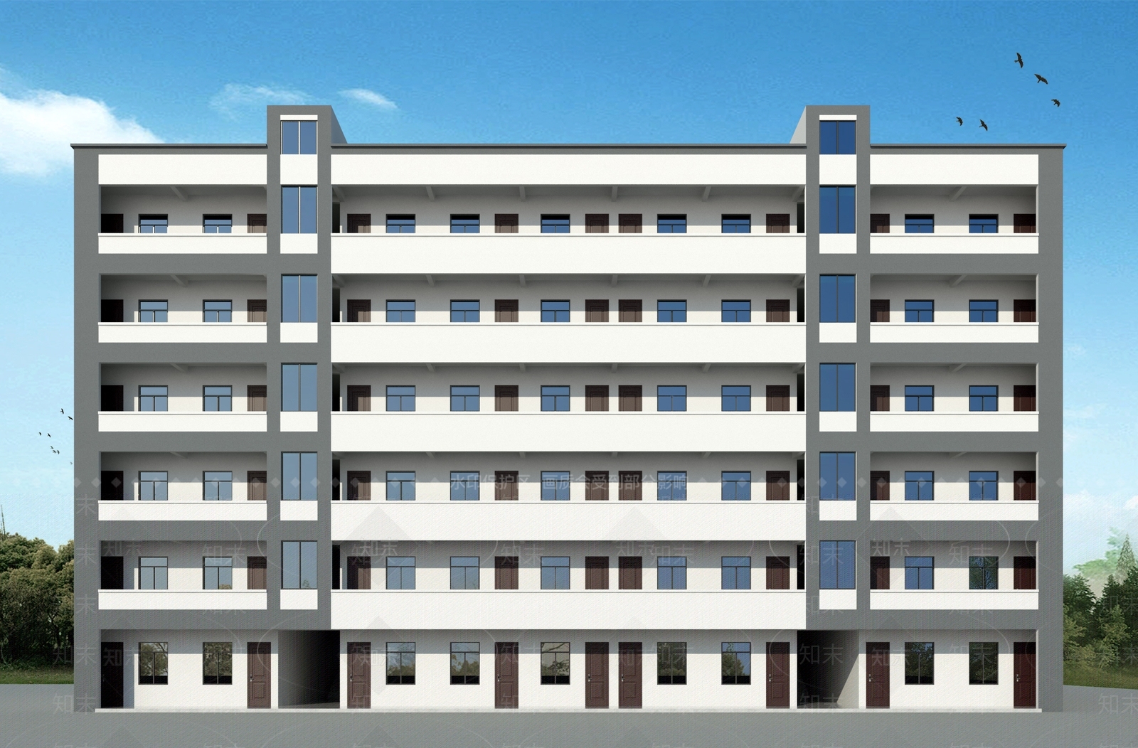 现代新中式学校建筑SU模型下载【ID:1169170885】