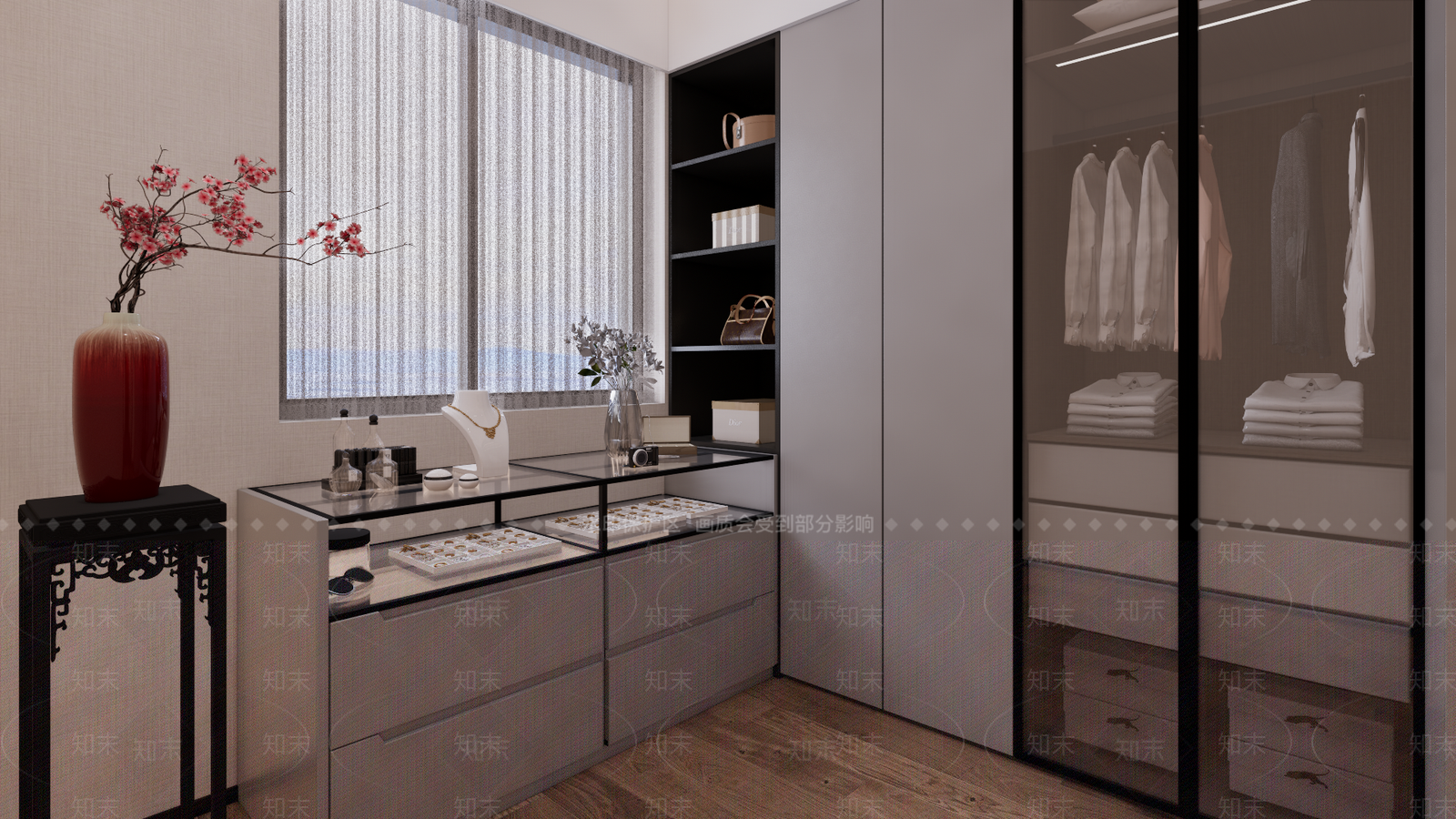 新中式现代衣帽间SU模型下载【ID:1169172978】
