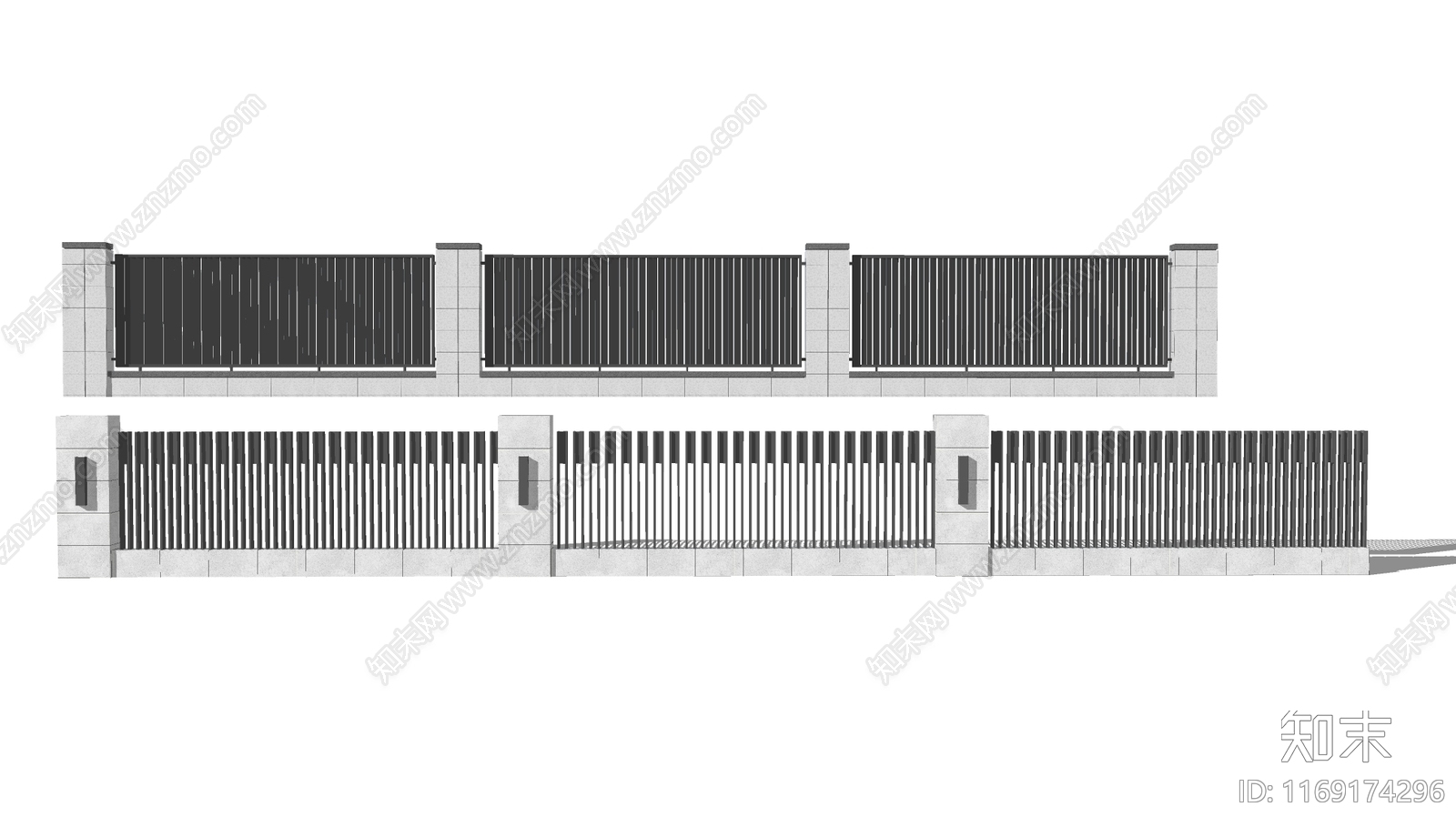 现代围墙SU模型下载【ID:1169174296】