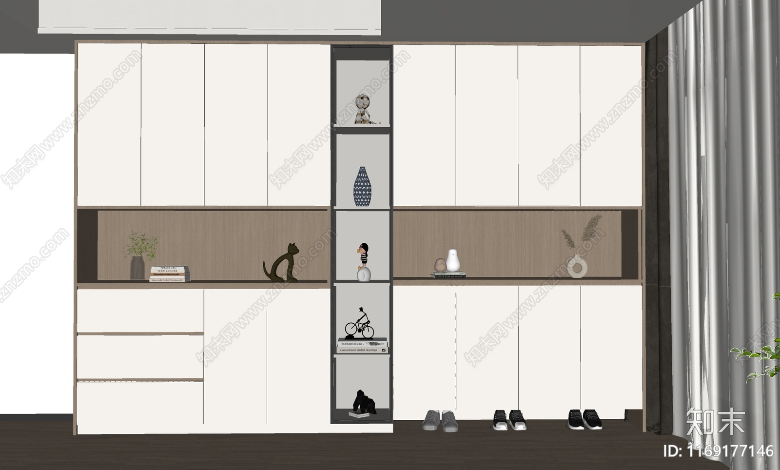 现代极简鞋柜SU模型下载【ID:1169177146】