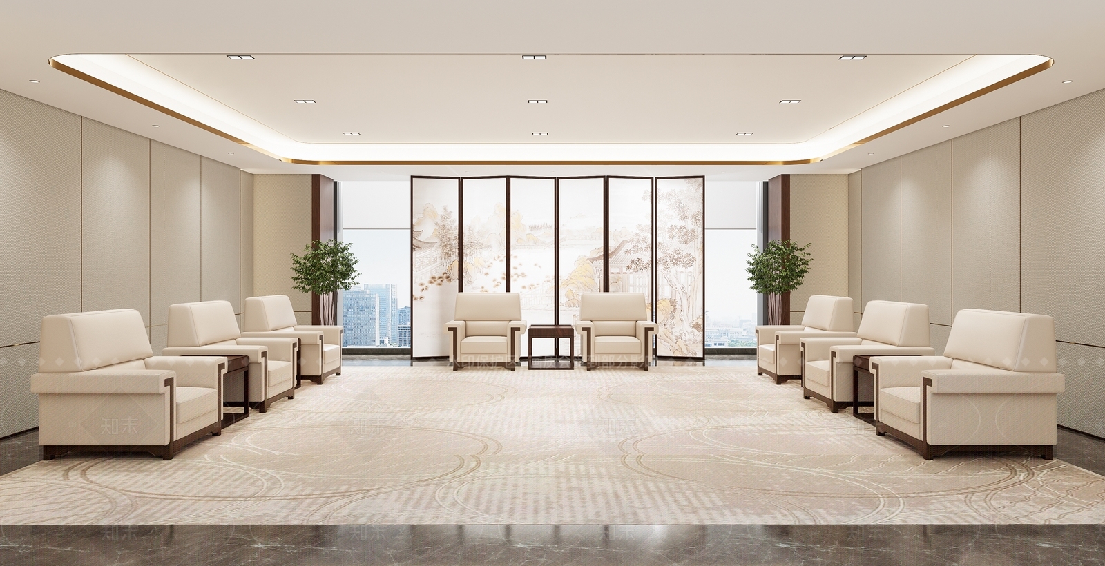 新中式会议室SU模型下载【ID:1216025164】