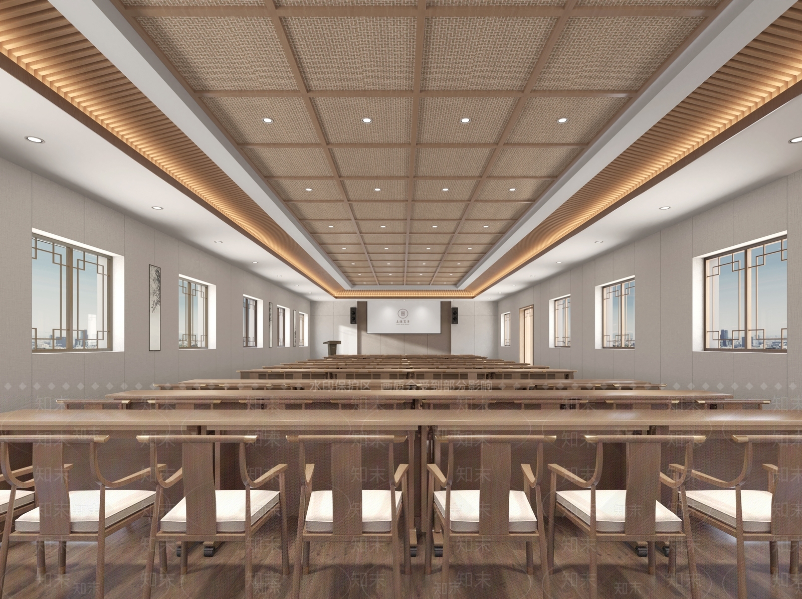 新中式中式会议室3D模型下载【ID:1169187498】