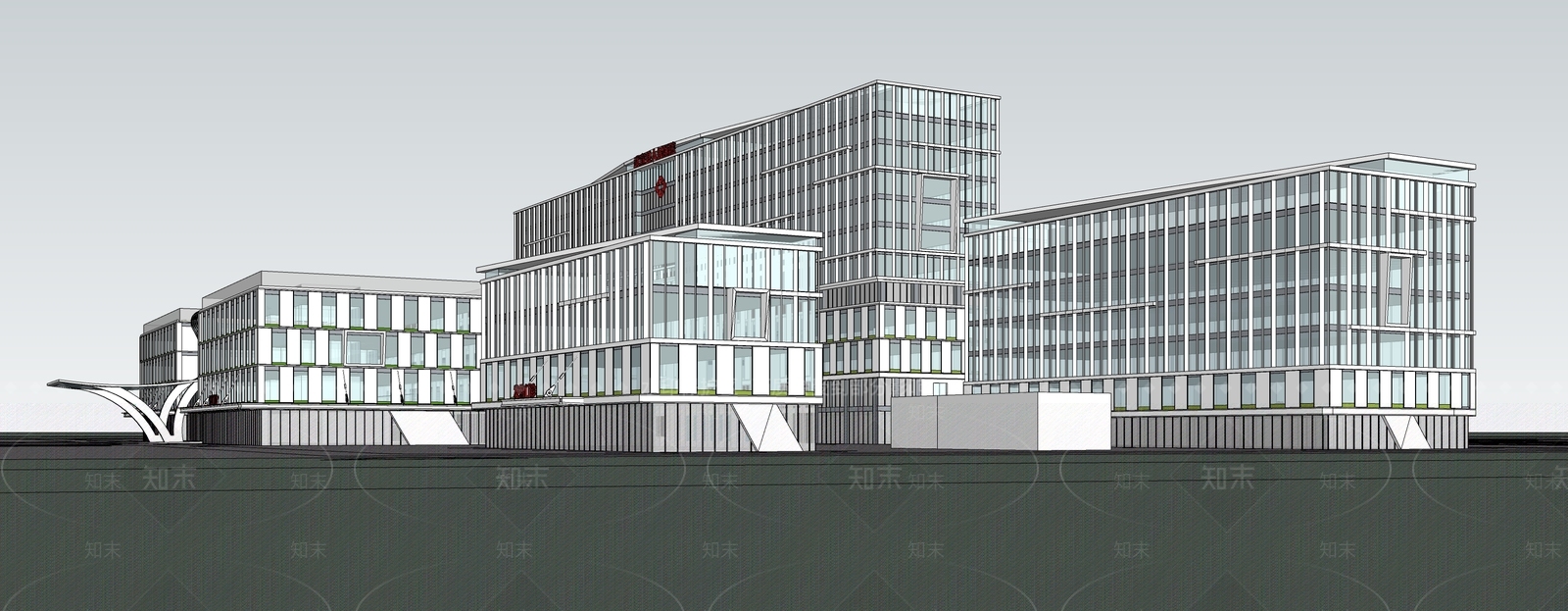 现代医院建筑SU模型下载【ID:1169193596】