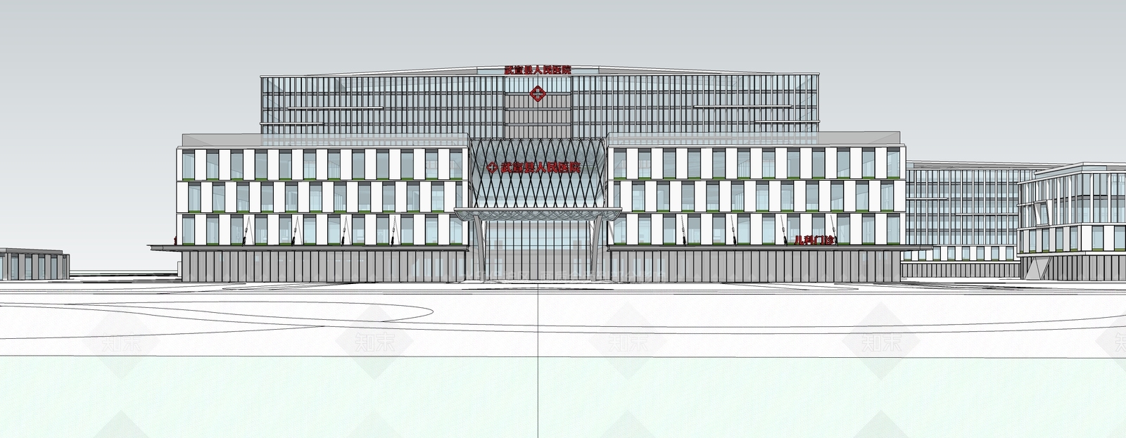 现代医院建筑SU模型下载【ID:1169193596】
