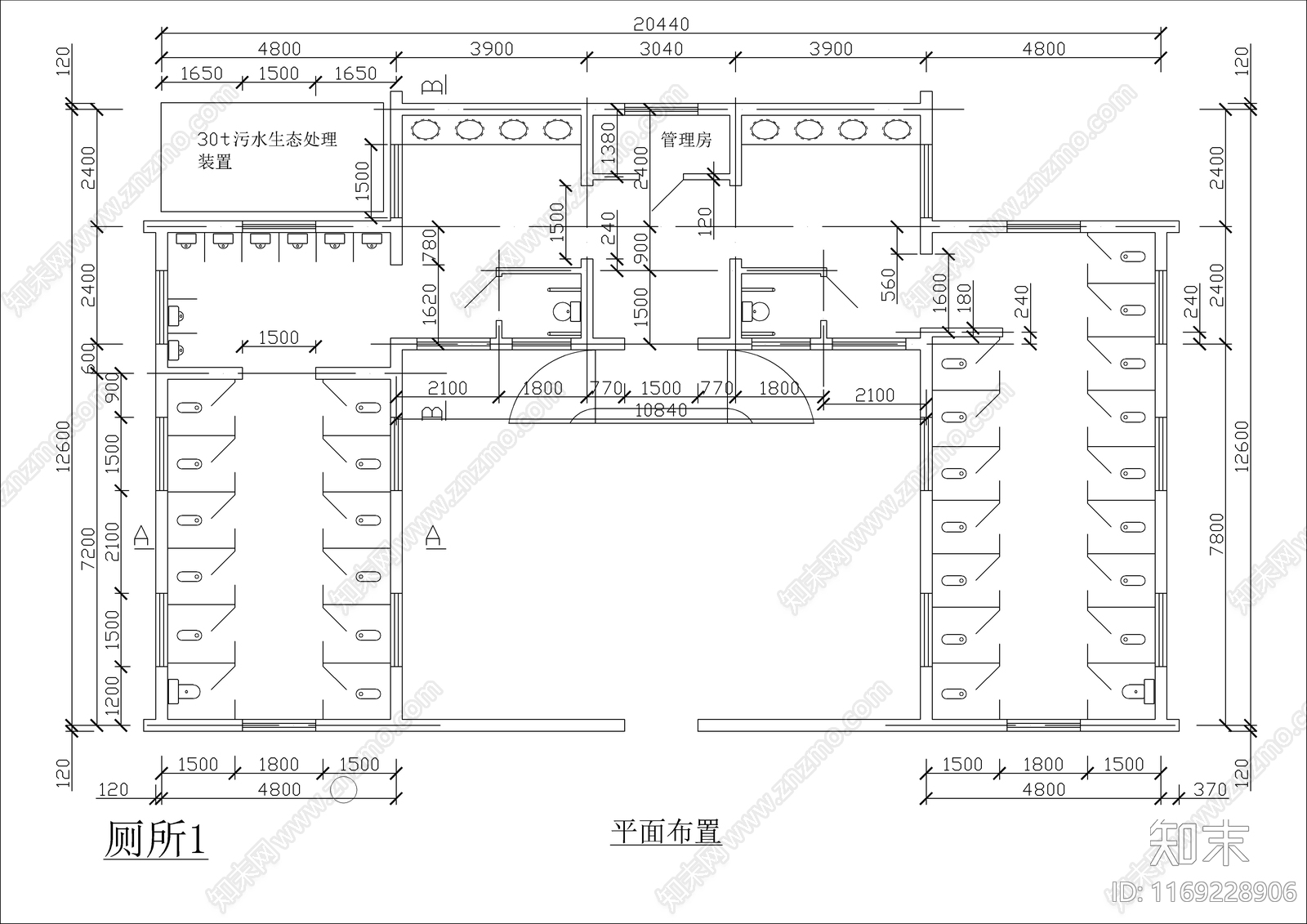 中式新中式公厕施工图下载【ID:1169228906】