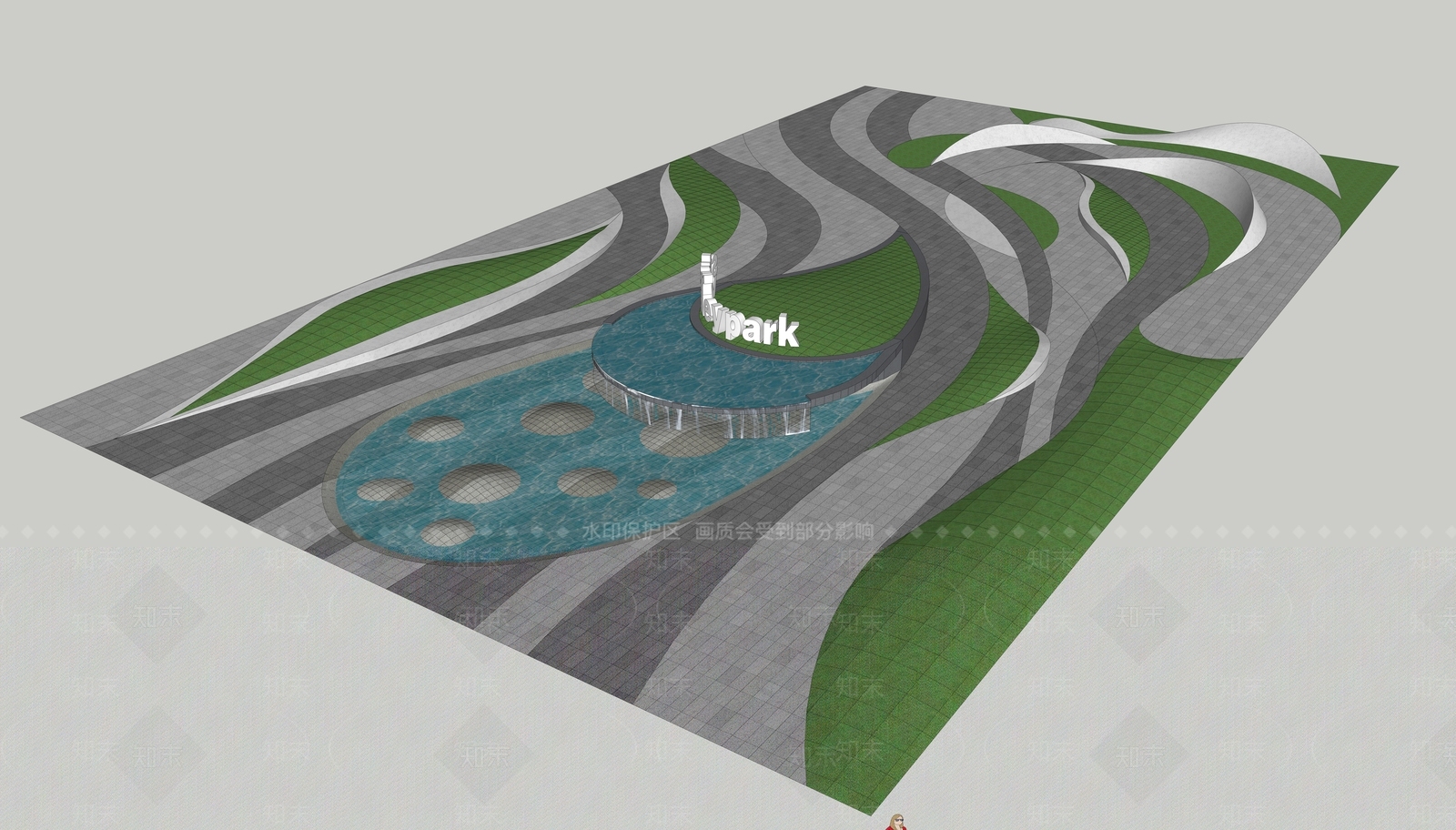 现代景观公园SU模型下载【ID:1169195703】