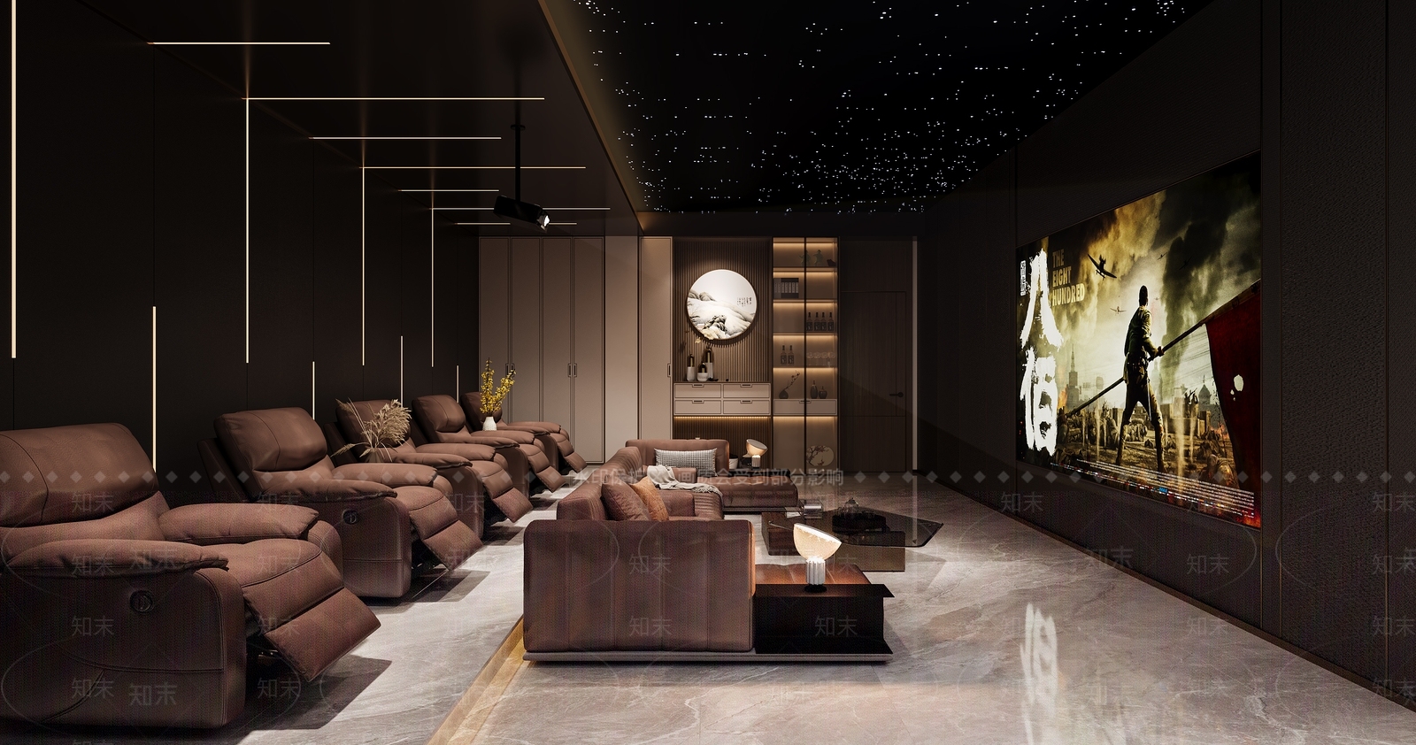 现代新中式影音室3D模型下载【ID:1169221146】
