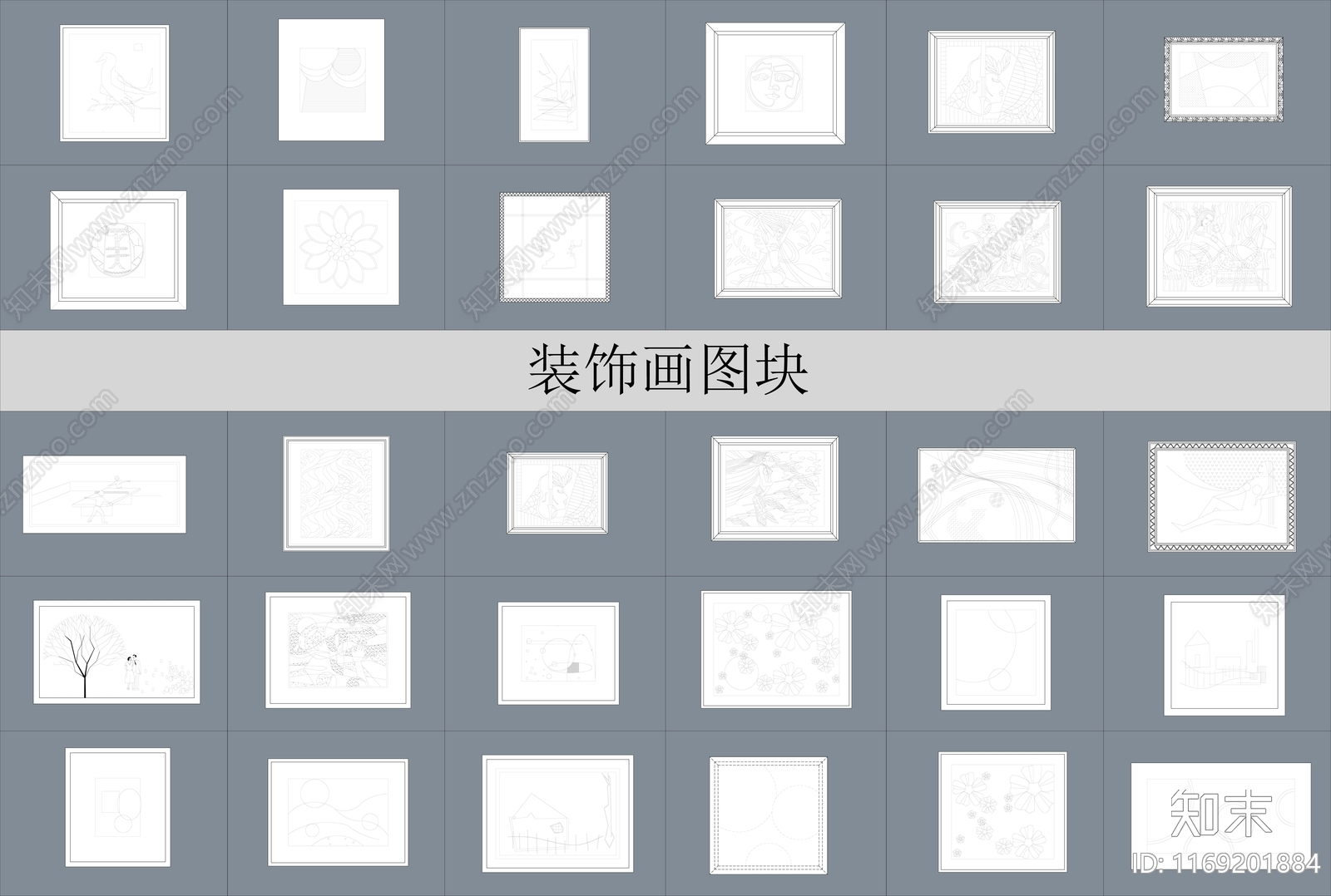 现代挂画施工图下载【ID:1169201884】