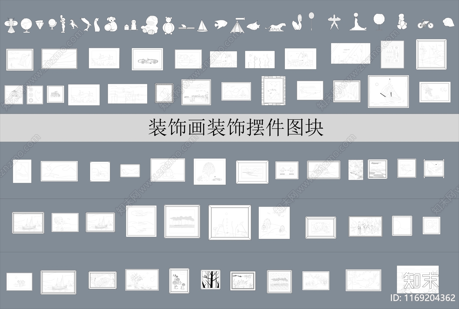 现代挂画施工图下载【ID:1169204362】