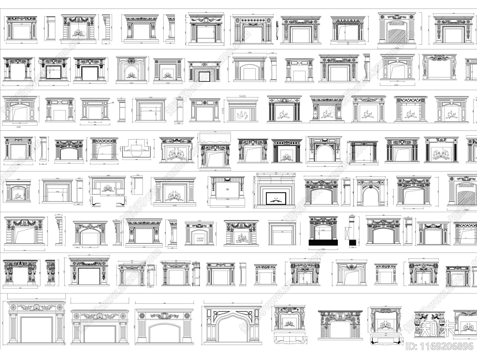 2024年最新超全欧式壁炉CAD图库施工图下载【ID:1169206896】