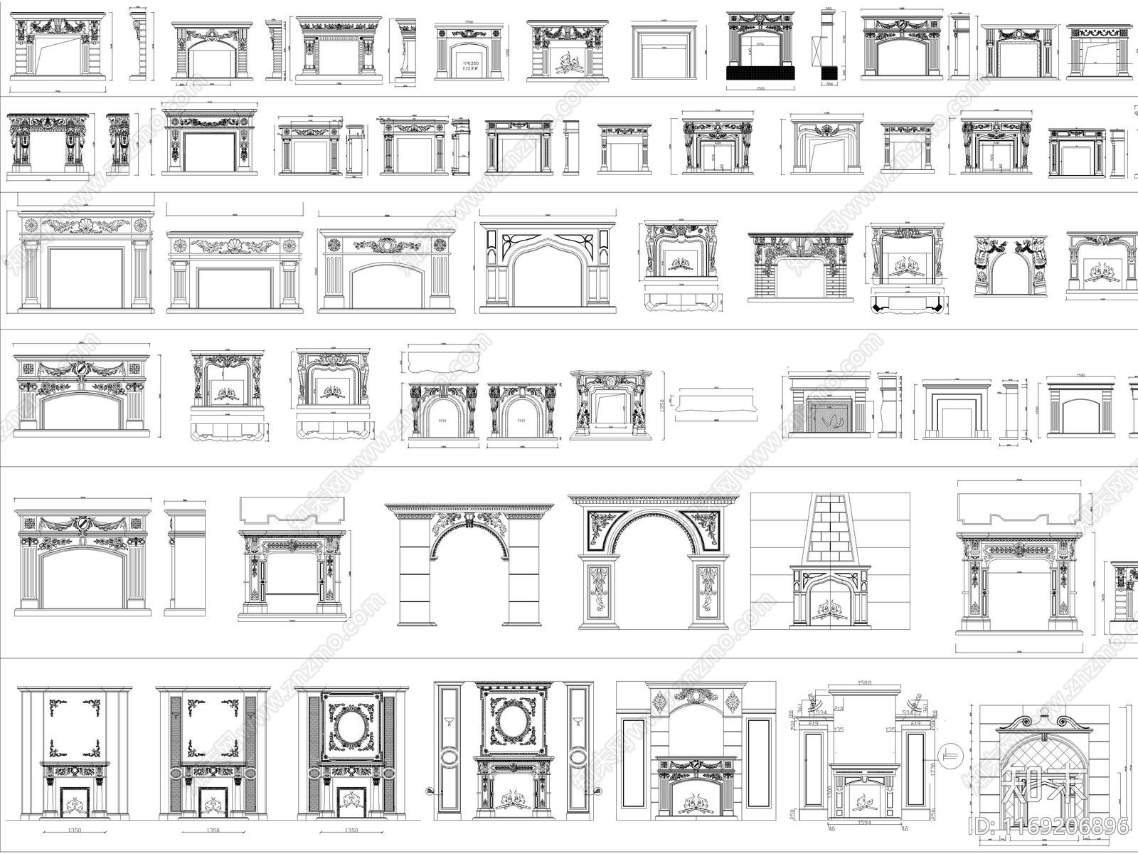 2024年最新超全欧式壁炉CAD图库施工图下载【ID:1169206896】