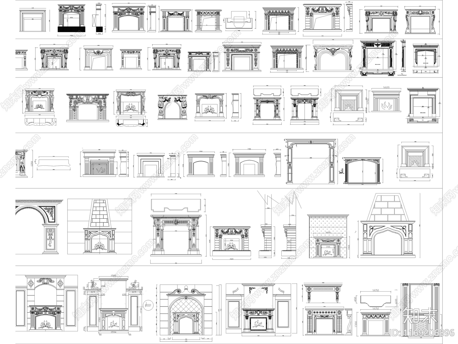 2024年最新超全欧式壁炉CAD图库施工图下载【ID:1169206896】