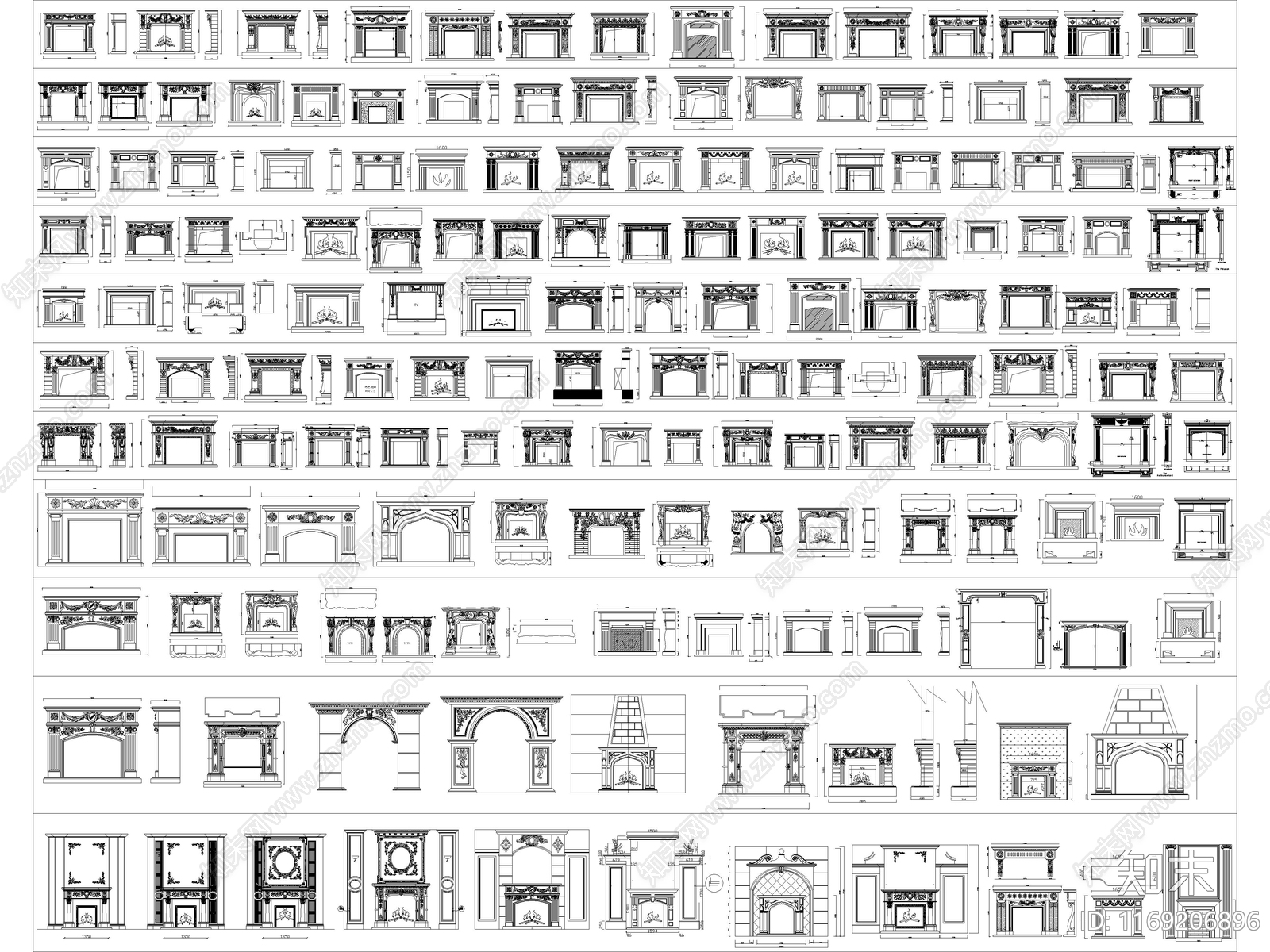 2024年最新超全欧式壁炉CAD图库施工图下载【ID:1169206896】