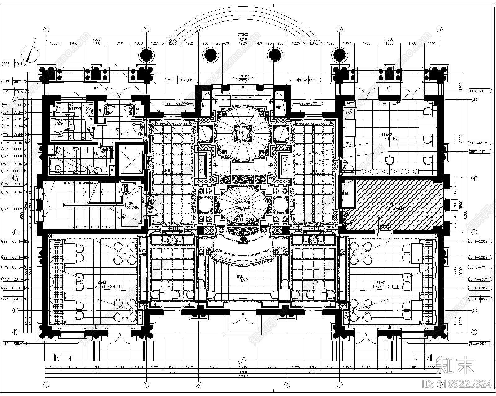 现代欧式会所cad施工图下载【ID:1169225924】