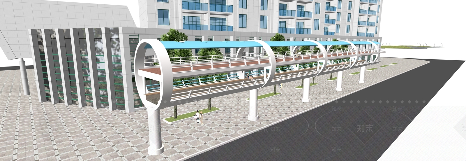 现代简约景观桥SU模型下载【ID:1169229674】