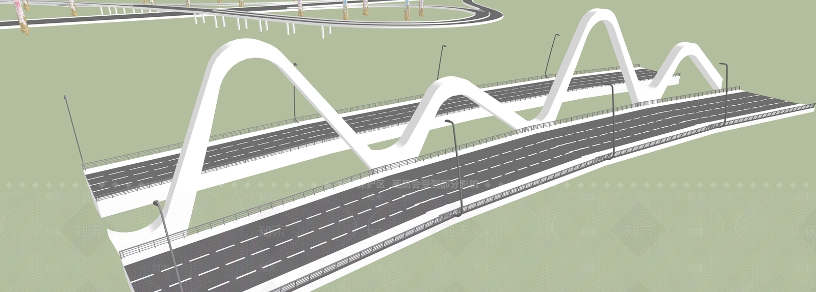 现代简约景观桥SU模型下载【ID:1169229978】