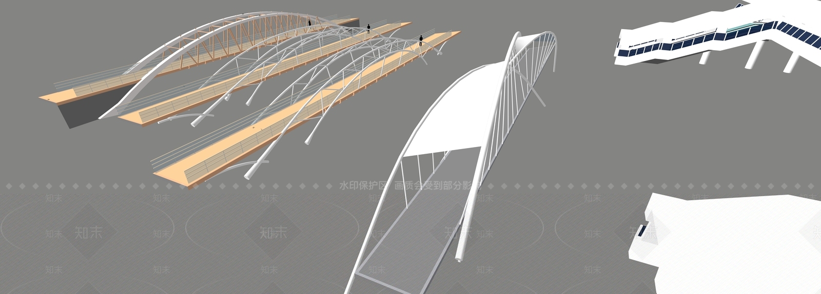 现代简约景观桥SU模型下载【ID:1169230725】