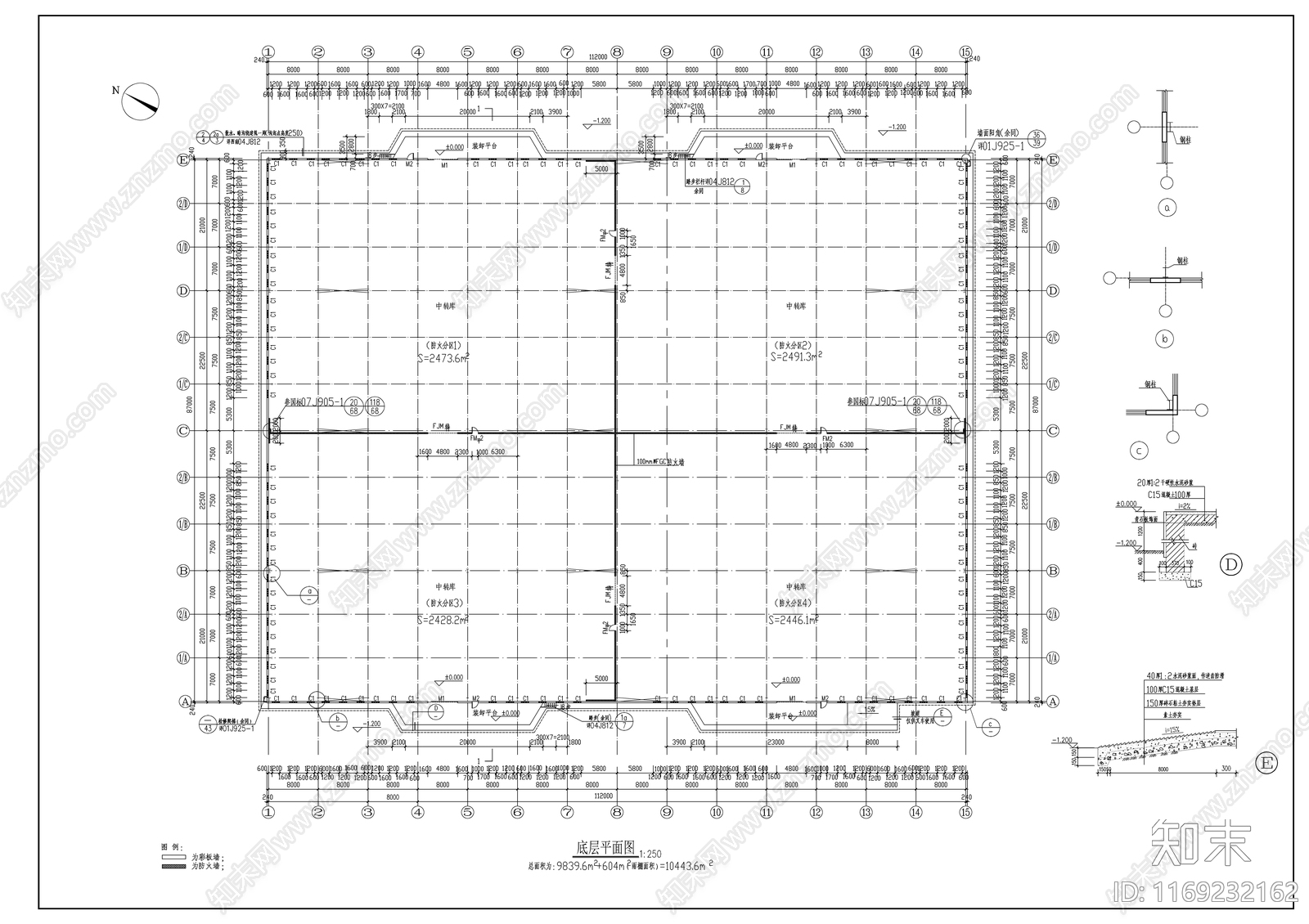 现代产业园建筑cad施工图下载【ID:1169232162】