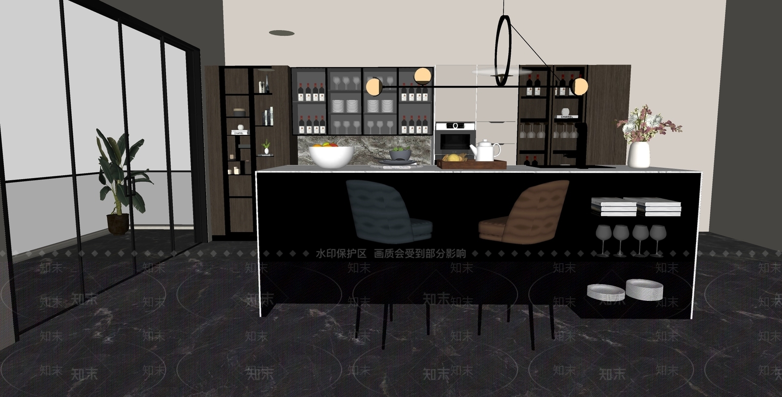 原木奶油家居餐厅SU模型下载【ID:1169240900】
