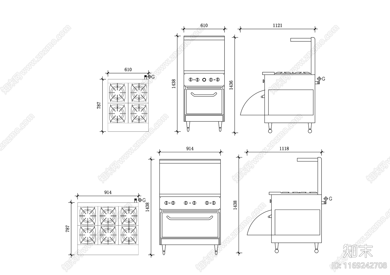 现代厨房设施施工图下载【ID:1169242708】