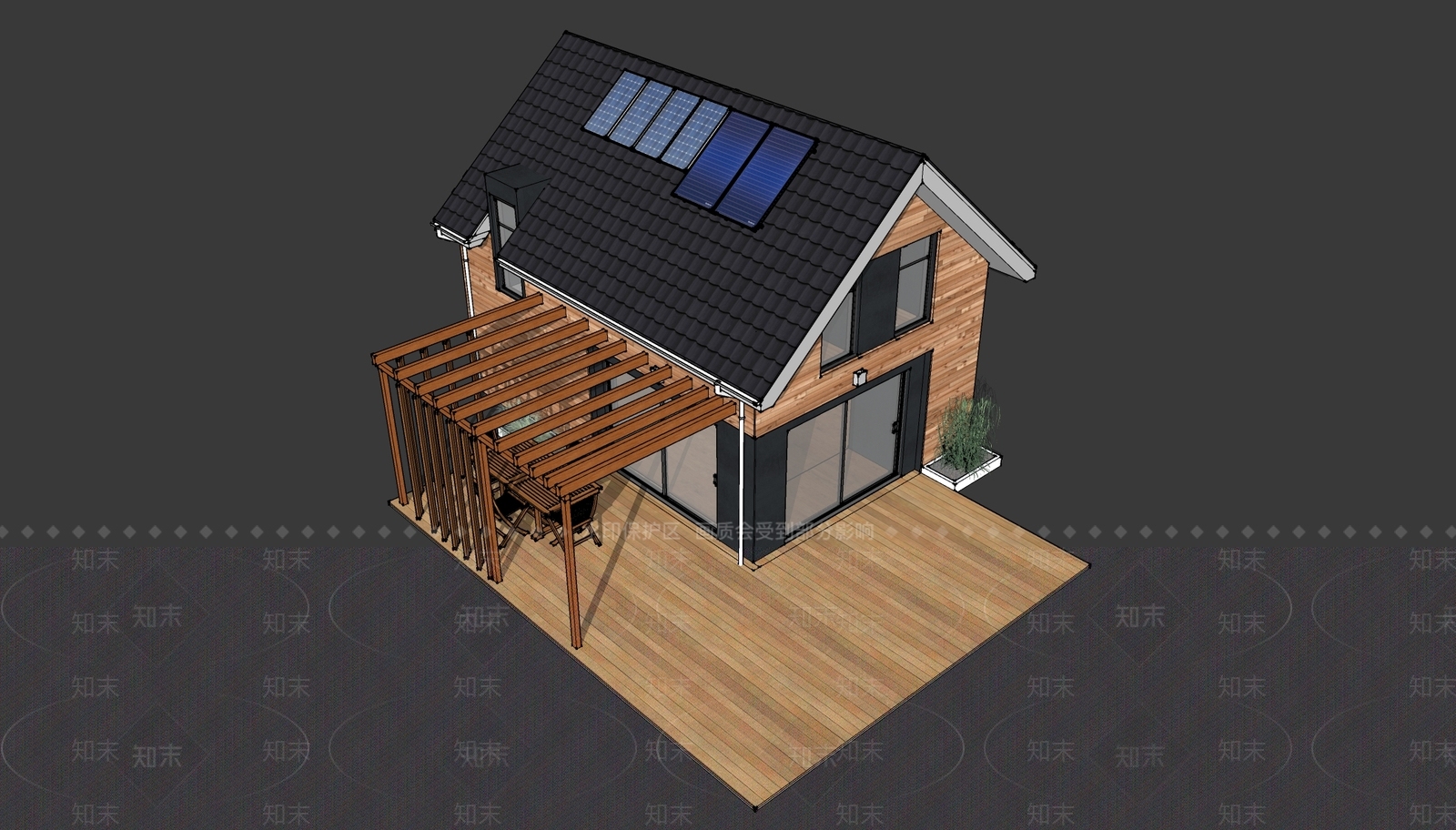 现代新中式木屋SU模型下载【ID:1169255409】