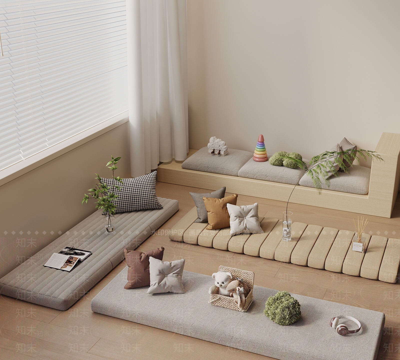 现代奶油坐垫SU模型下载【ID:1169256886】