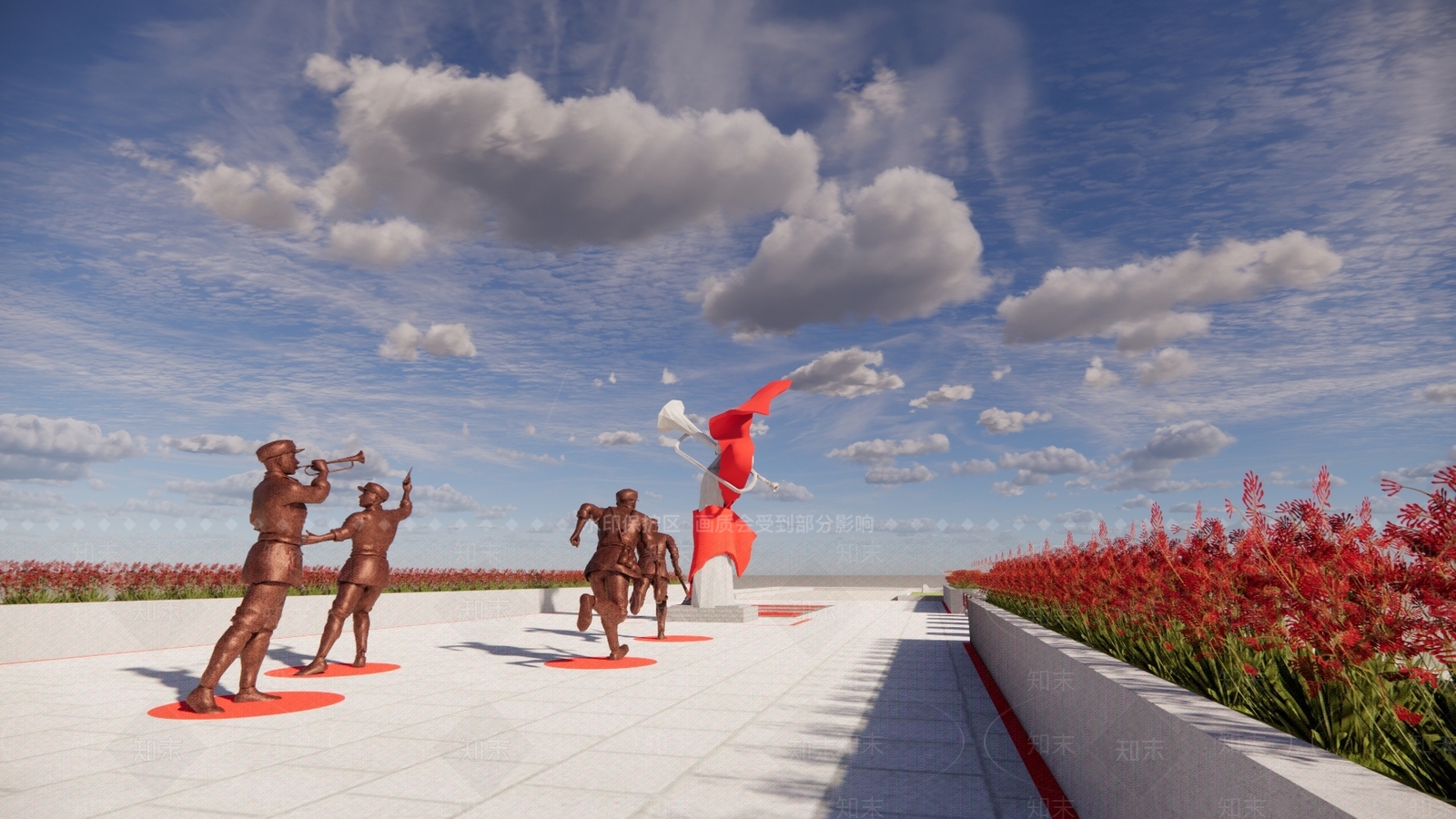 现代中式广场景观SU模型下载【ID:1169266815】