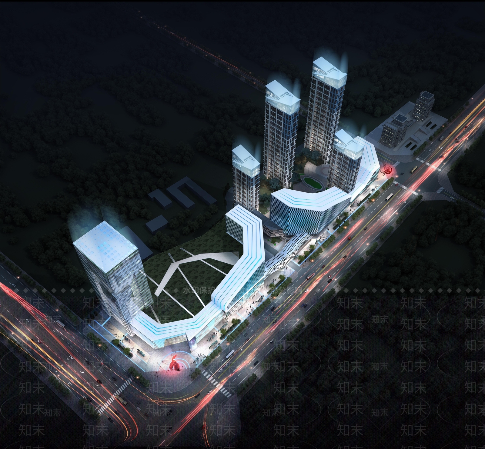 现代商业街3D模型下载【ID:1169270459】