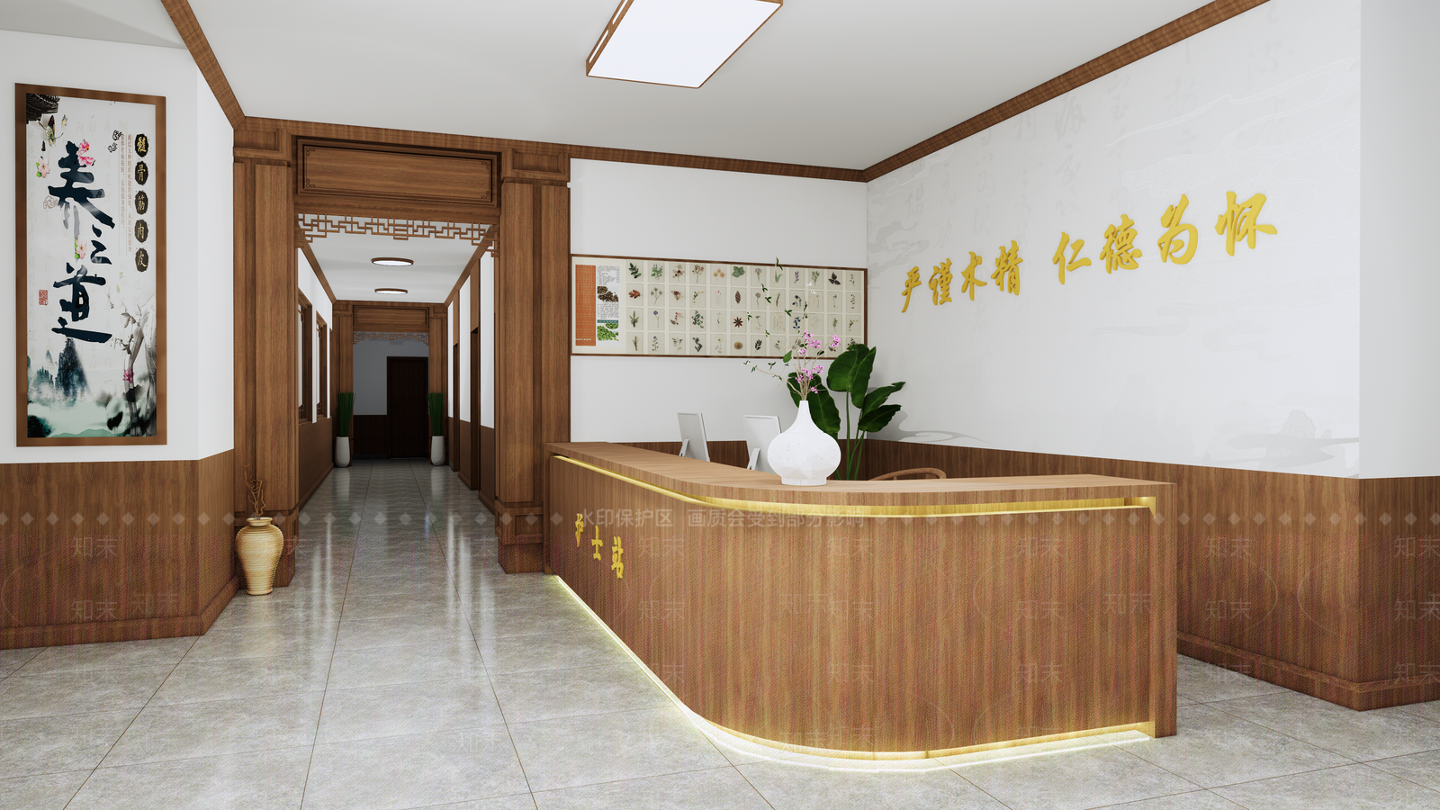 新中式简约医院SU模型下载【ID:1169272774】