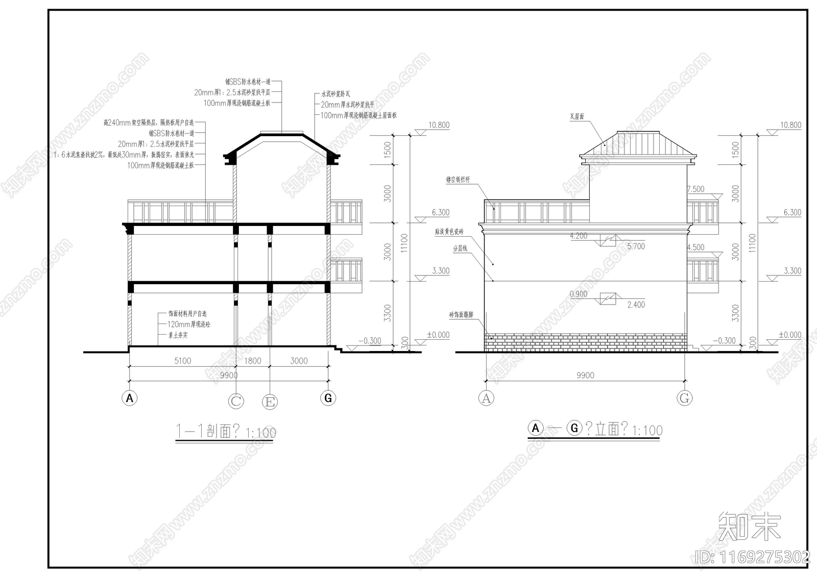 现代欧式别墅建筑cad施工图下载【ID:1169275302】