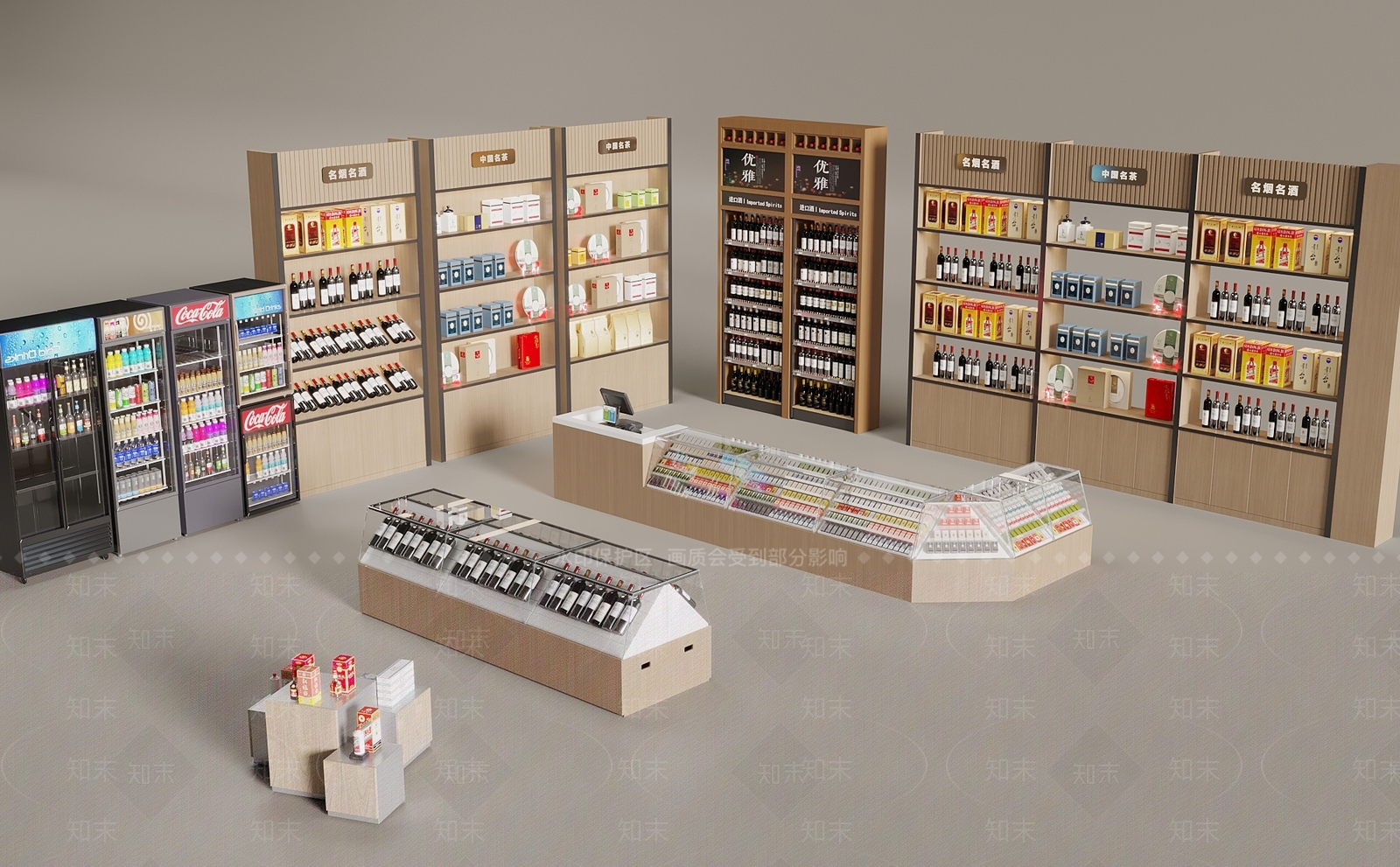 现代烟酒店3D模型下载【ID:1169275990】