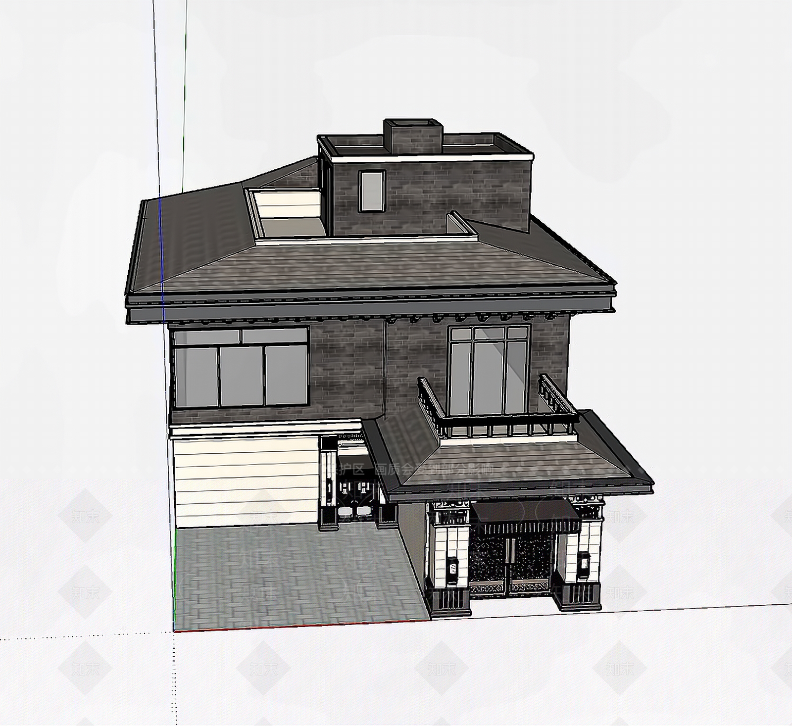现代别墅客厅SU模型下载【ID:1169294526】