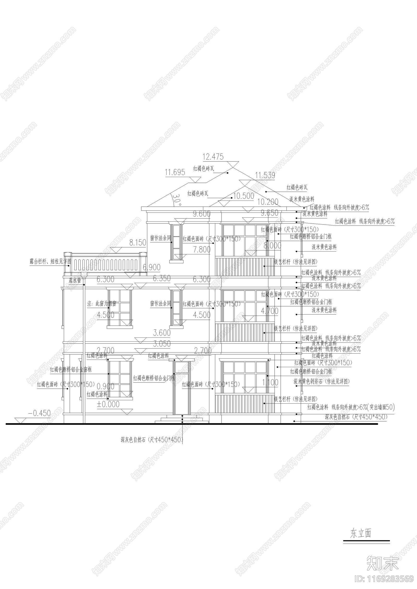 欧式别墅建筑cad施工图下载【ID:1169283569】