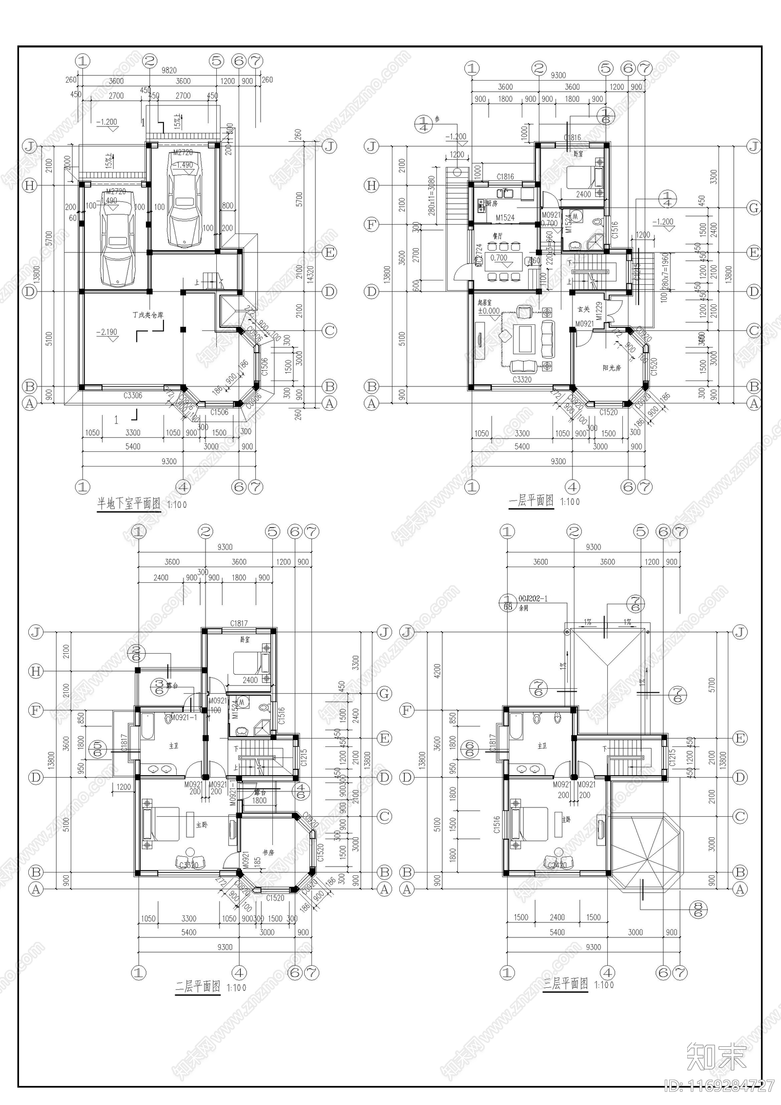 欧式别墅建筑cad施工图下载【ID:1169284727】