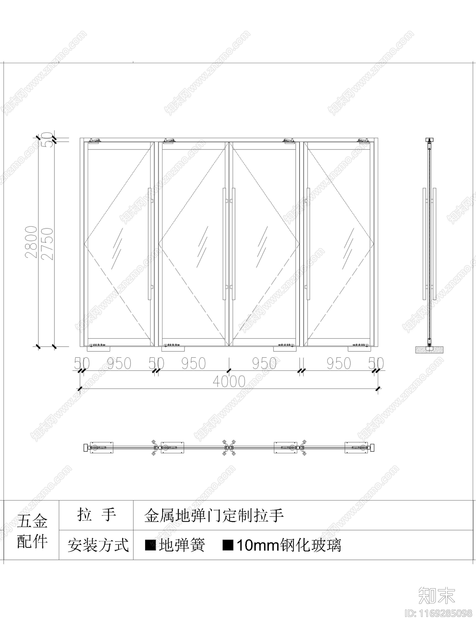 现代门cad施工图下载【ID:1169285098】