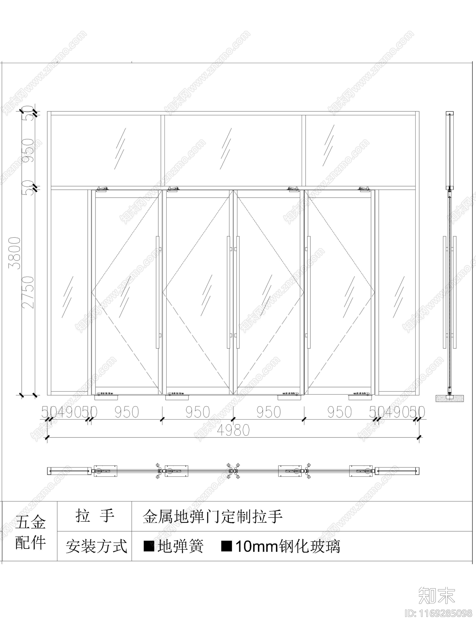 现代门cad施工图下载【ID:1169285098】