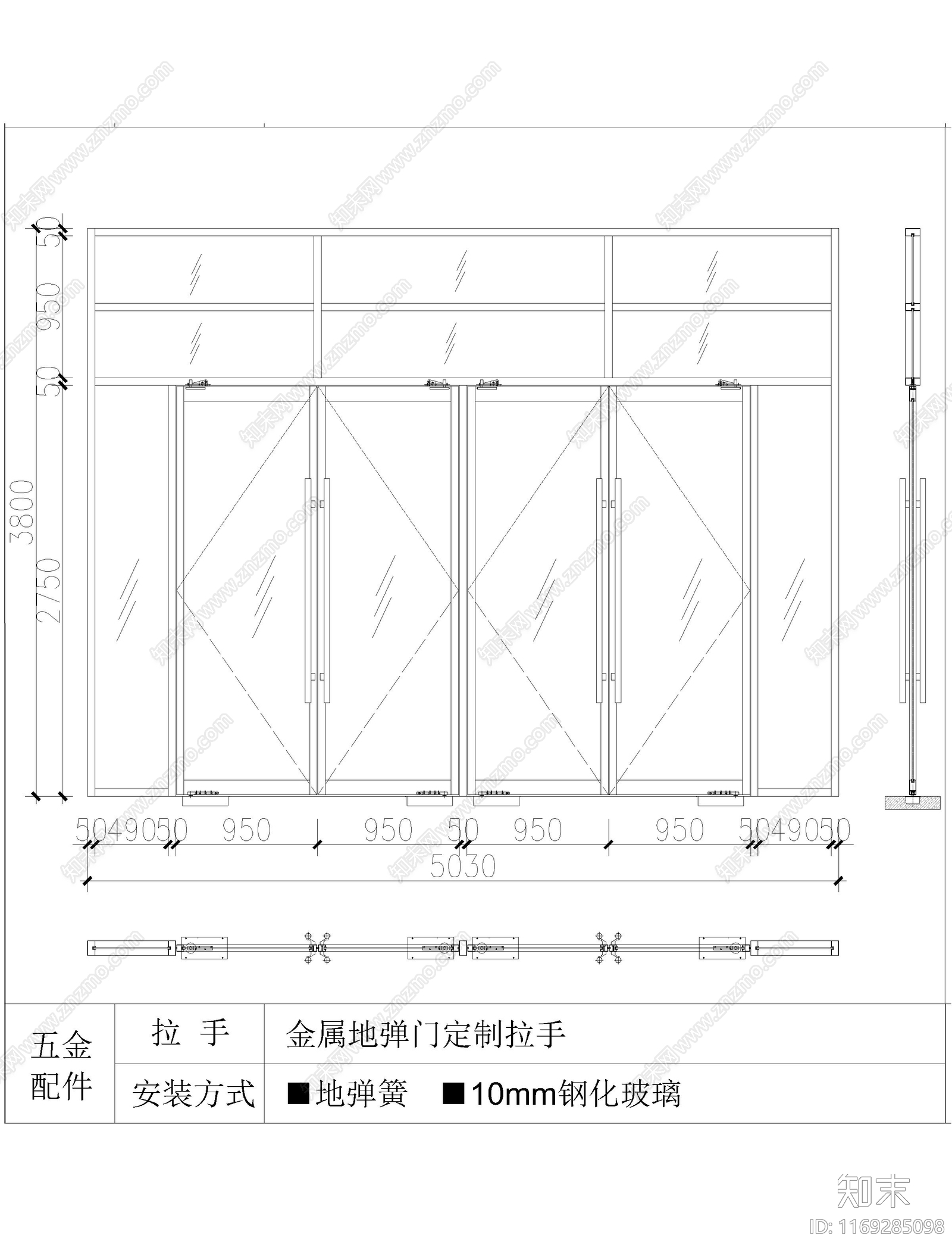 现代门cad施工图下载【ID:1169285098】