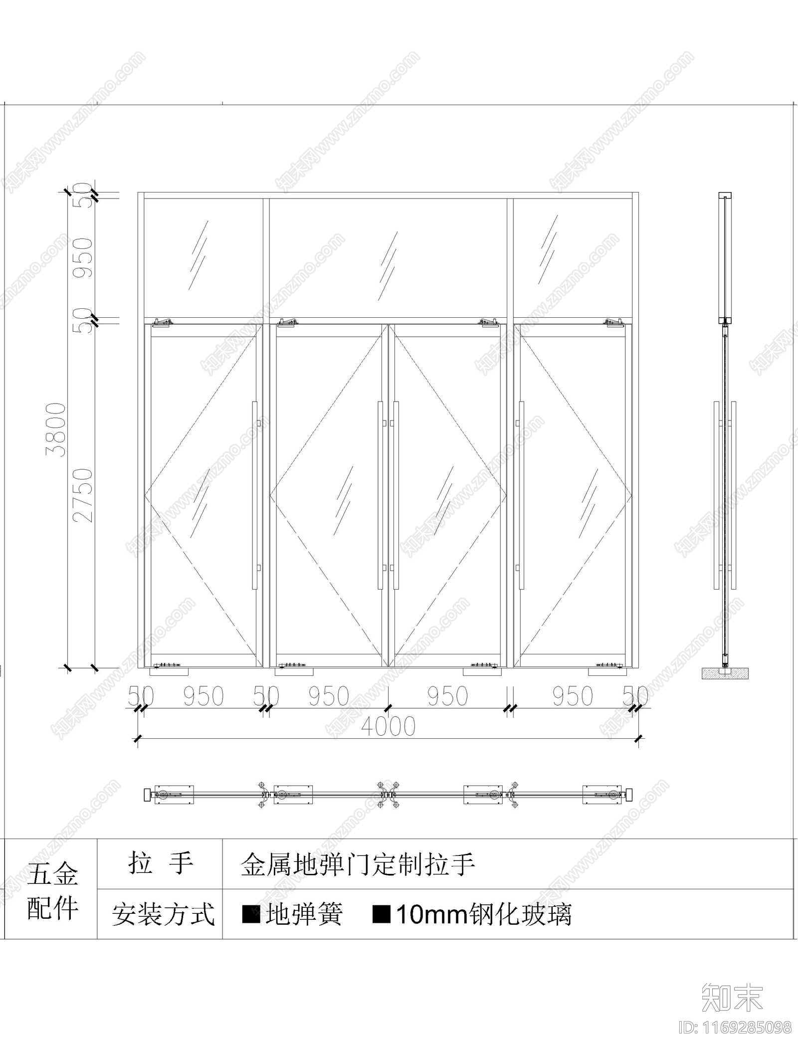 现代门cad施工图下载【ID:1169285098】