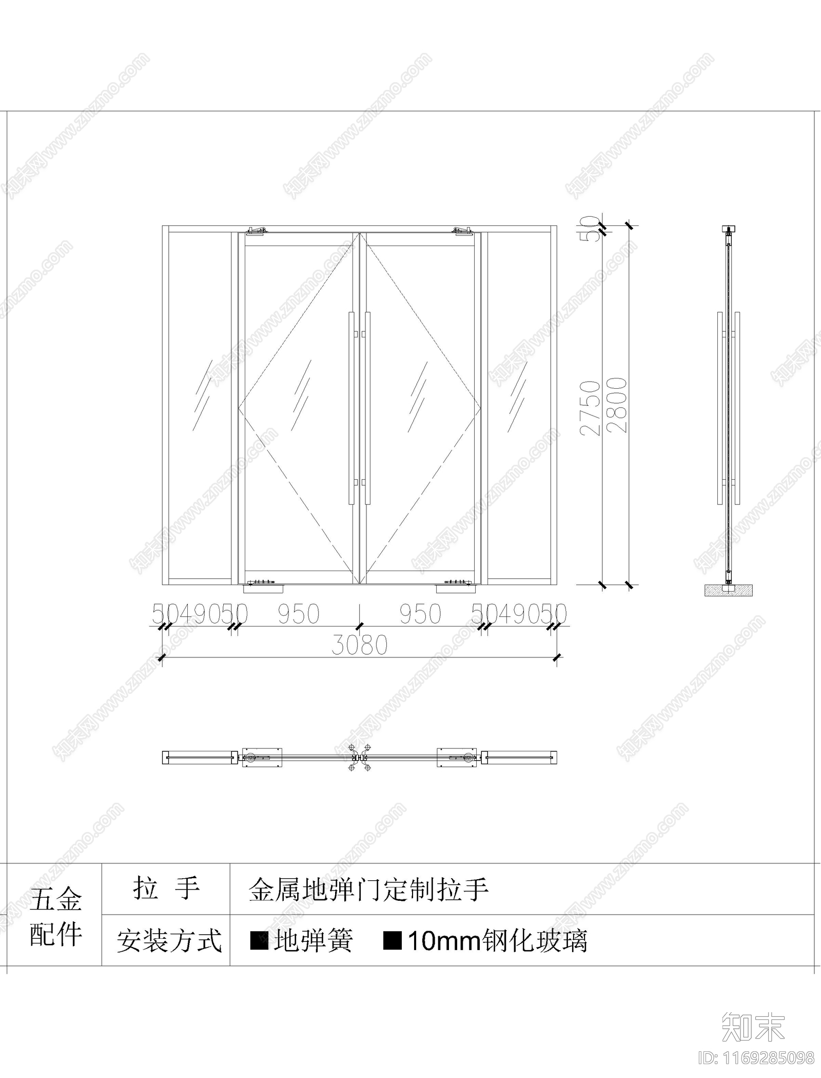 现代门cad施工图下载【ID:1169285098】