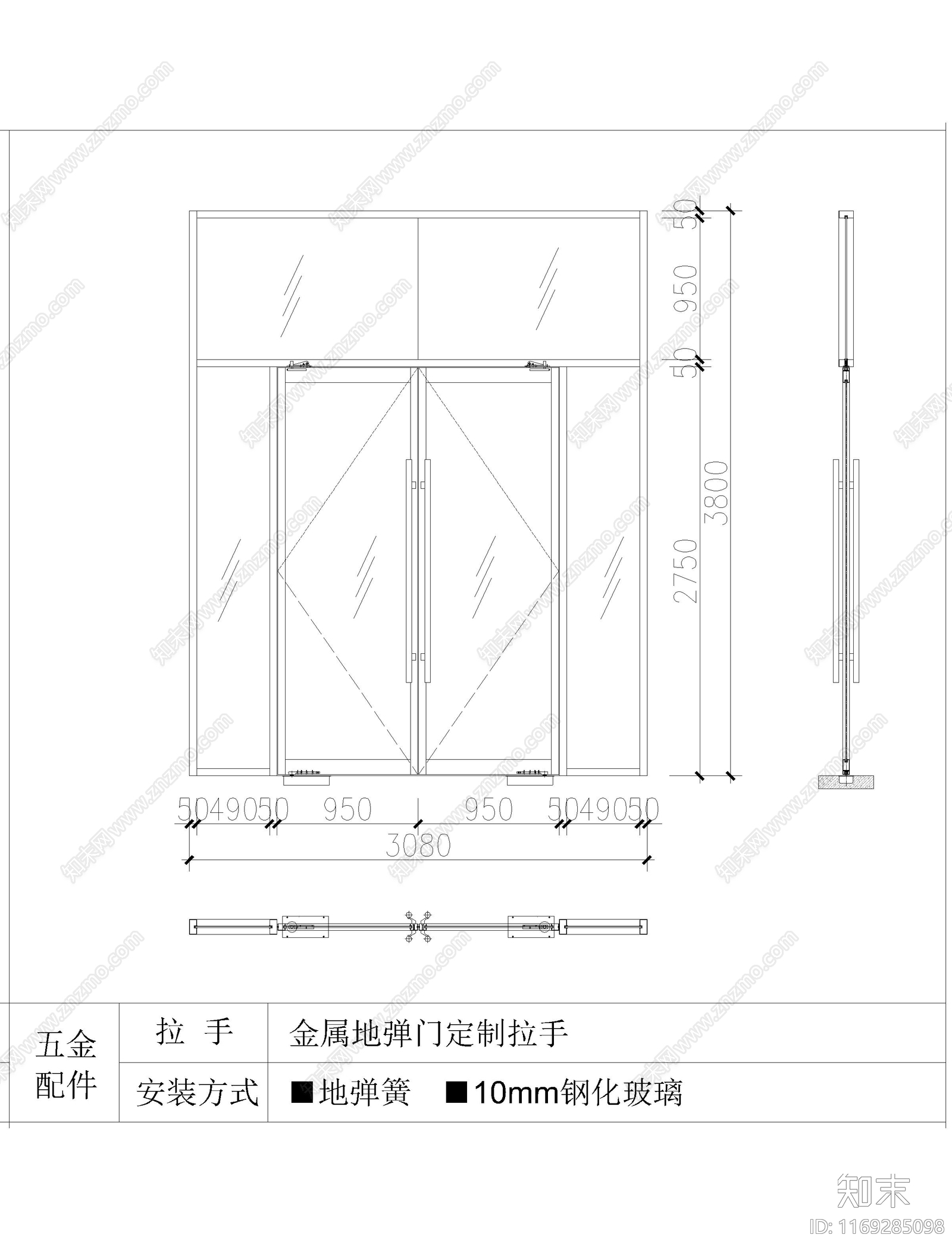 现代门cad施工图下载【ID:1169285098】