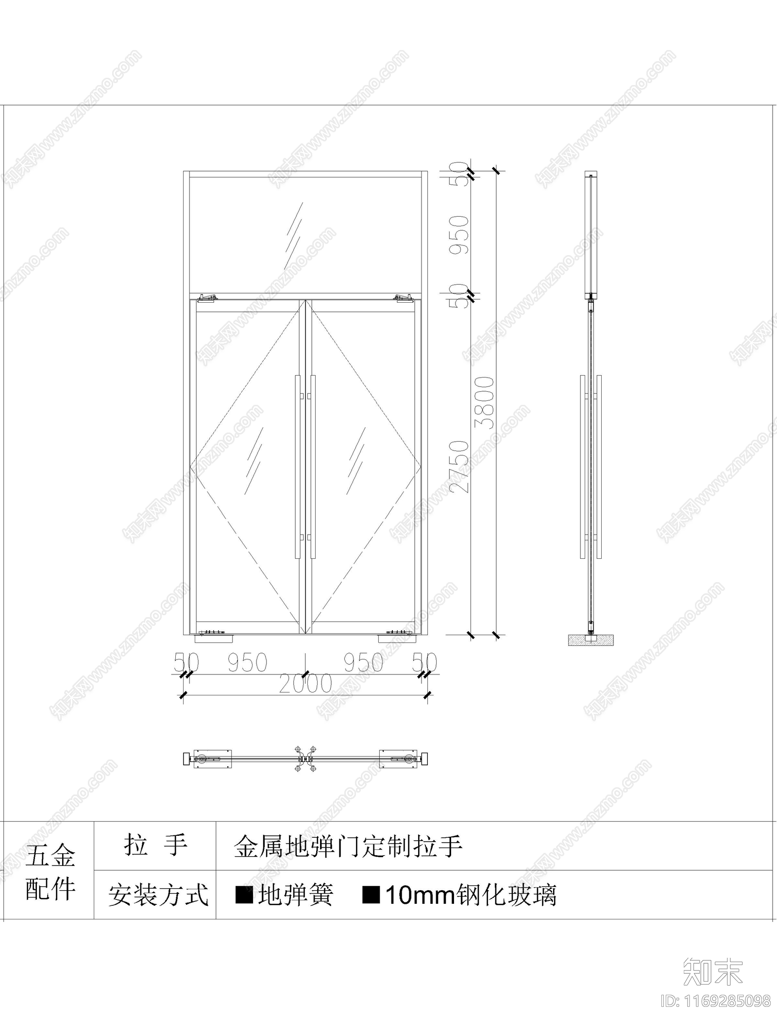 现代门cad施工图下载【ID:1169285098】