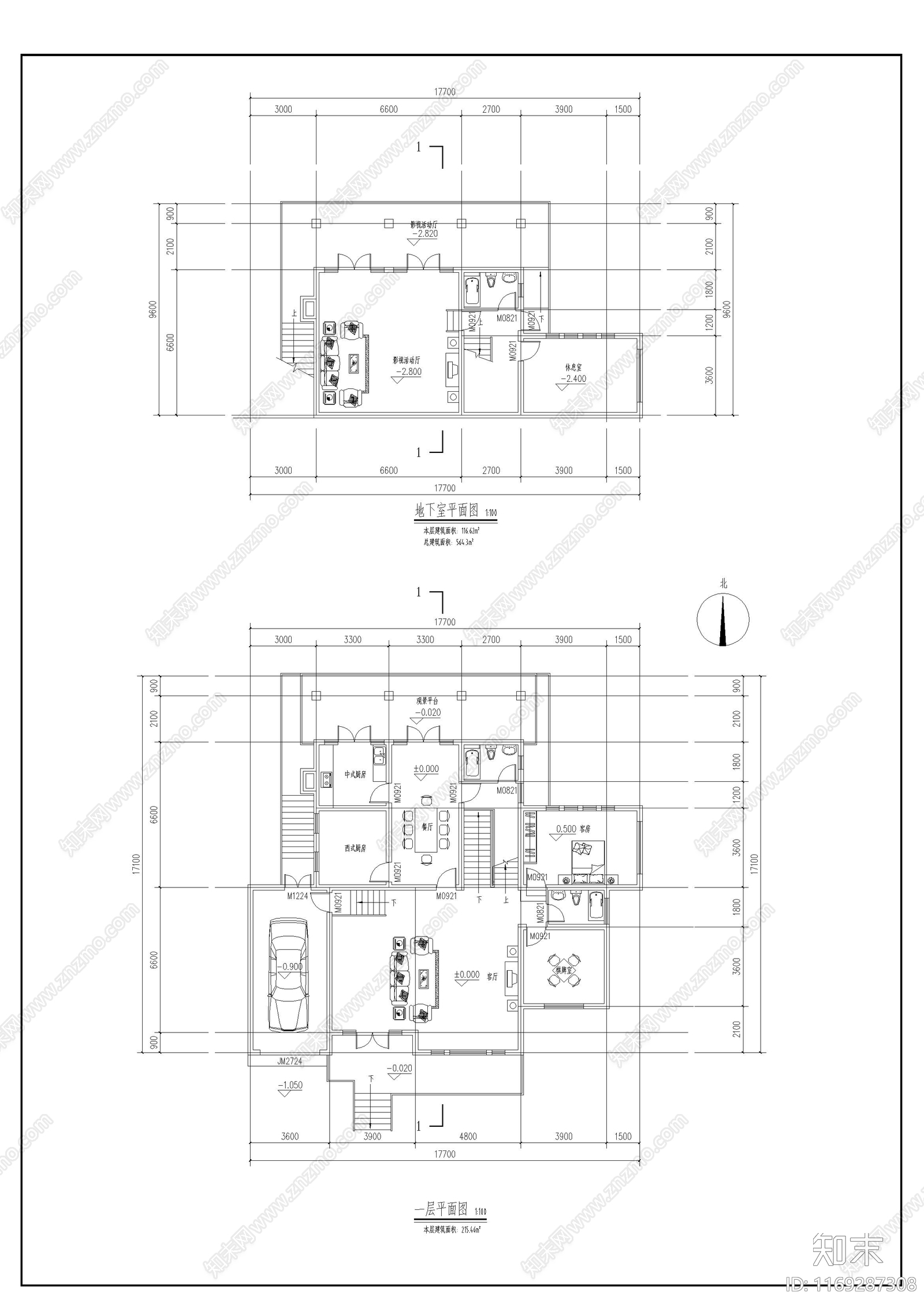 欧式别墅建筑cad施工图下载【ID:1169287308】