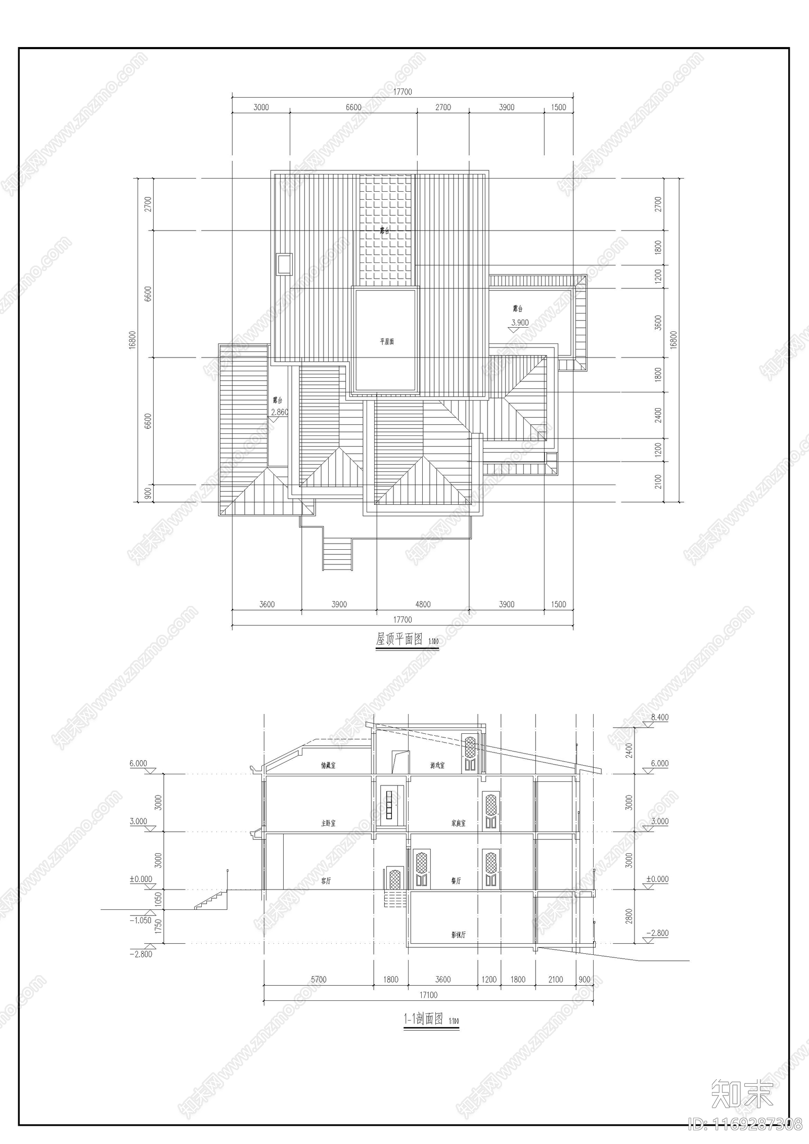 欧式别墅建筑cad施工图下载【ID:1169287308】