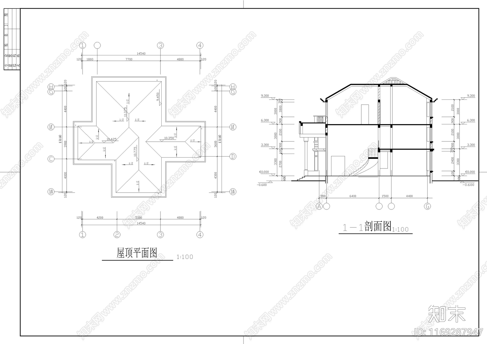 欧式别墅建筑cad施工图下载【ID:1169287947】