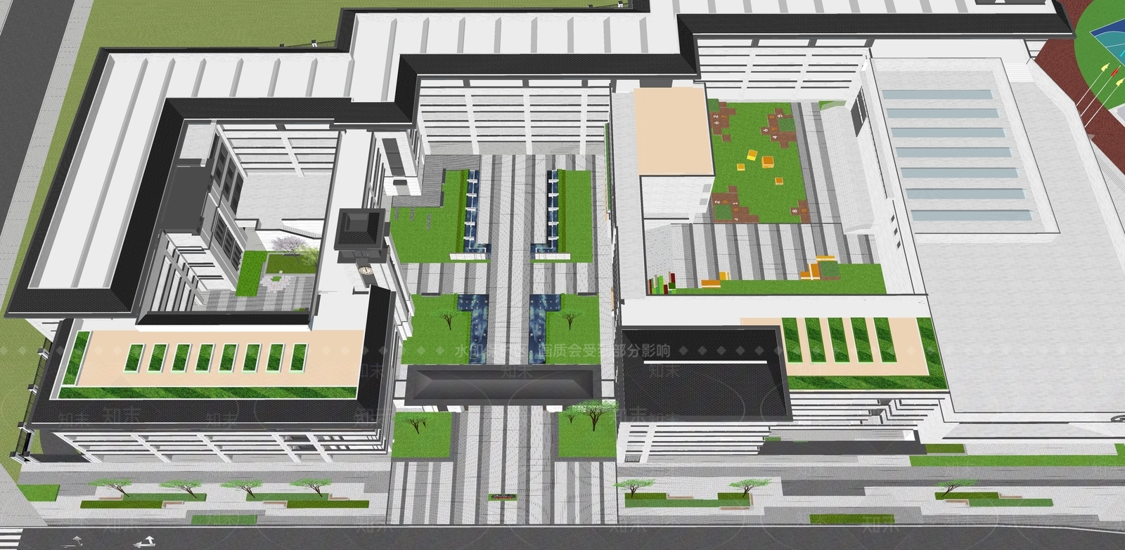 现代学校建筑SU模型下载【ID:1169289153】