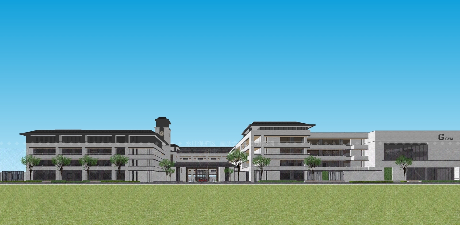 现代学校建筑SU模型下载【ID:1169289153】