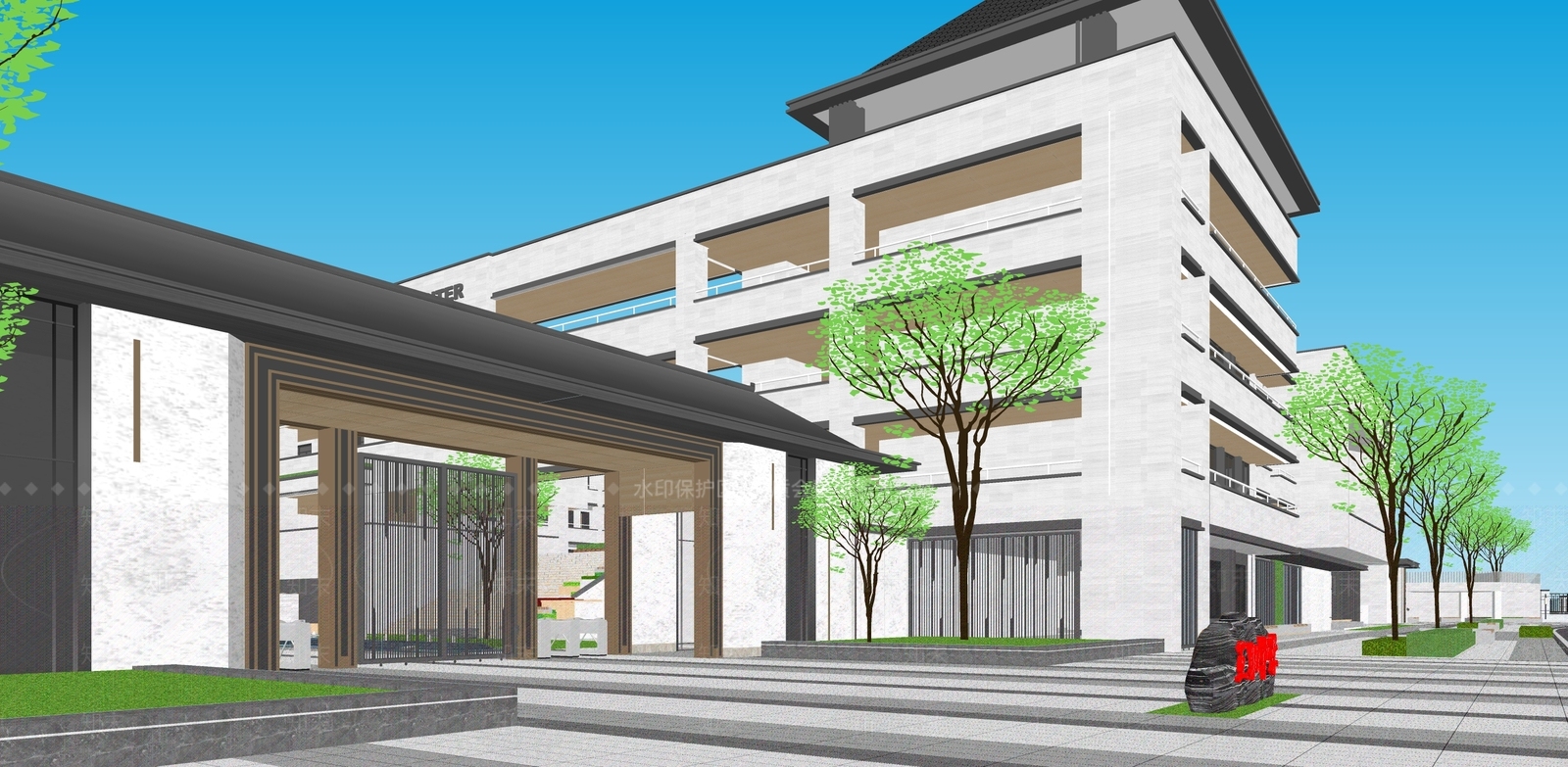 现代学校建筑SU模型下载【ID:1169289153】