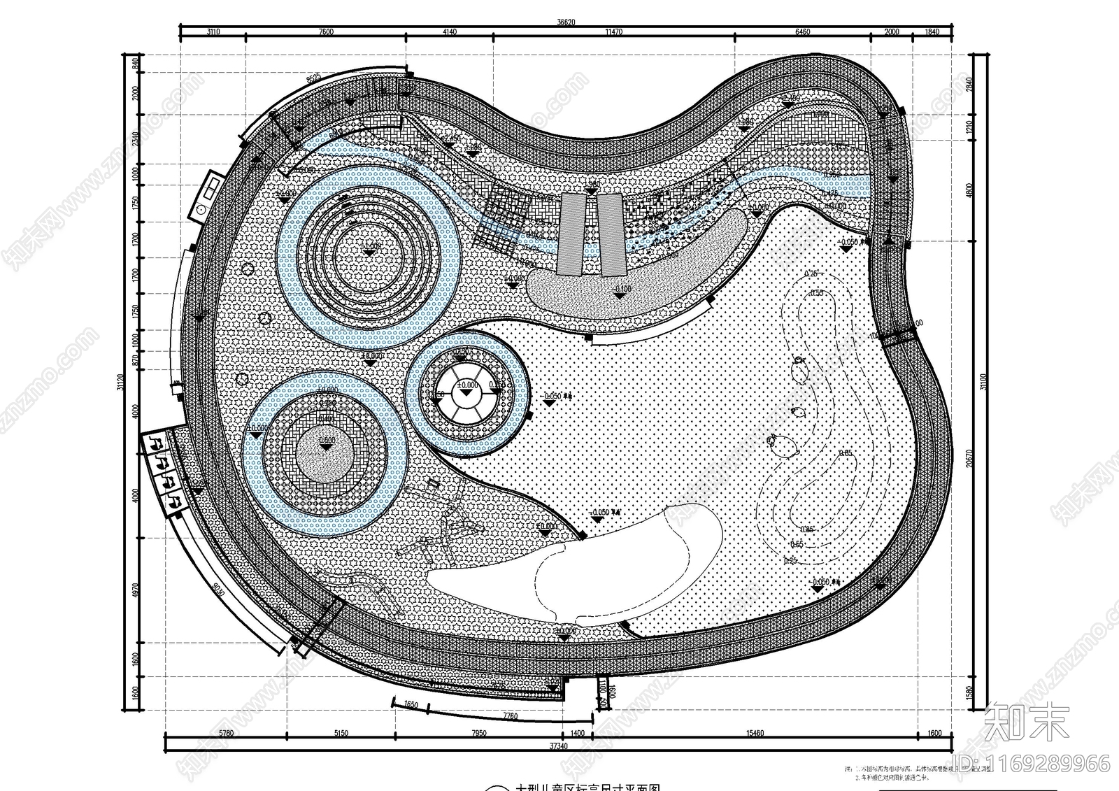 现代公园景观cad施工图下载【ID:1169289966】